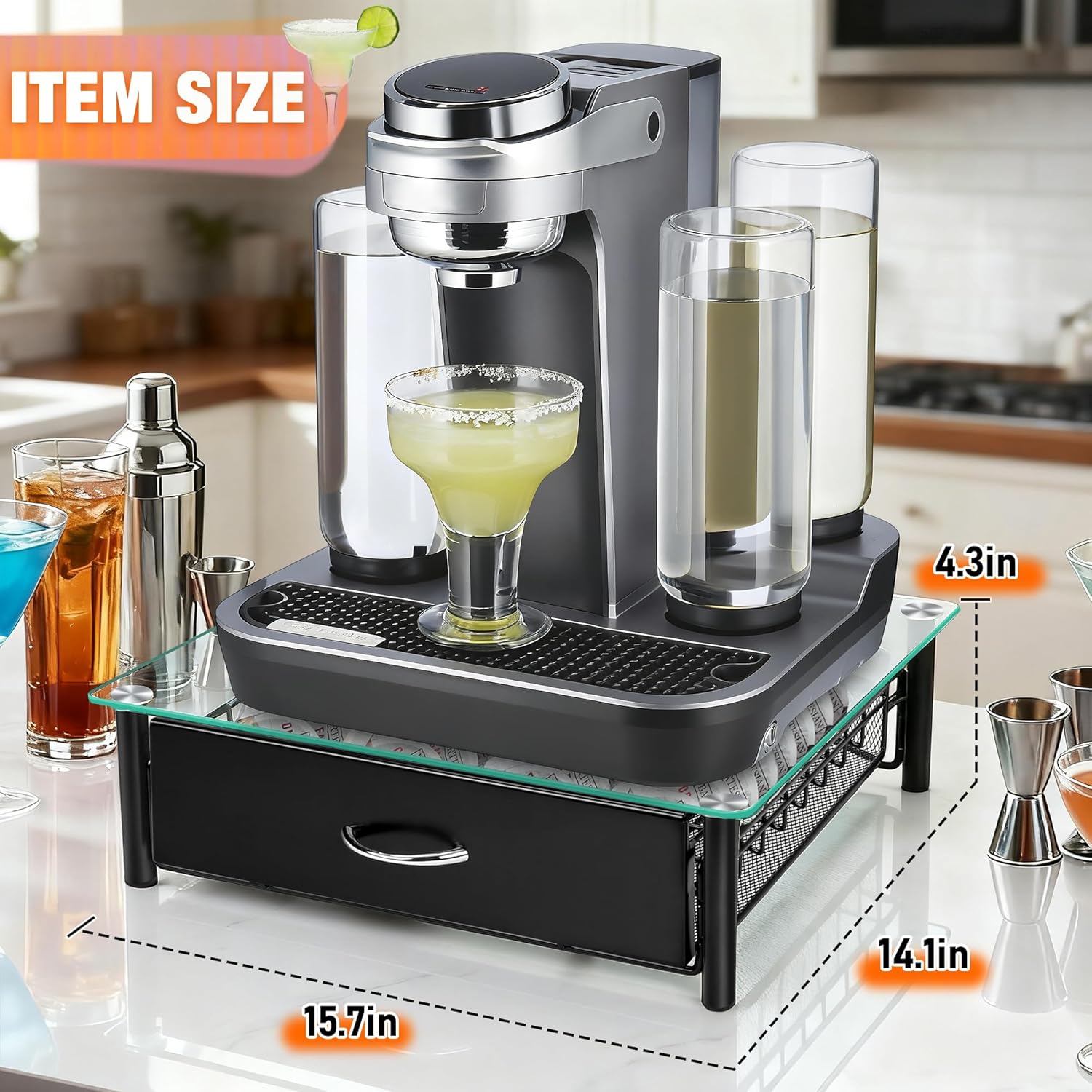 Detalle de Cocktail Beverage Storage Drawer for Bartesian Capsules and BEV by Black+Decker – 36-Capsule Organizer