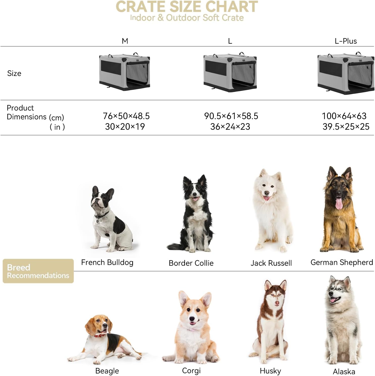 Detalle de Petsfit Collapsible Dog Kennel with Thicken Mat, Adjustable Fabric Sleeve & Breathable Mesh Doors (100 cm)