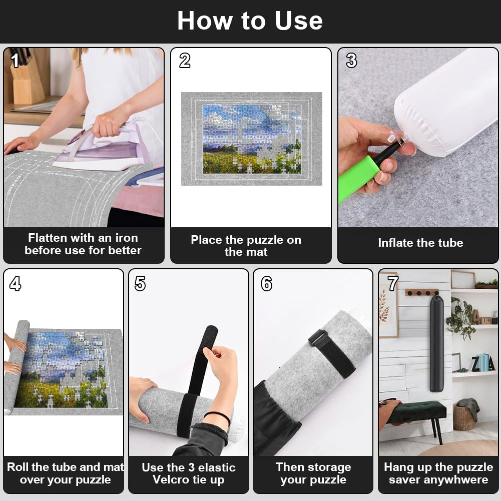 Thumbnail 5 de Ainiv Jigsaw Puzzle Mat Roll Up (2000 pieces) Felt Board with 4 Sorting Trays & Storage Bag