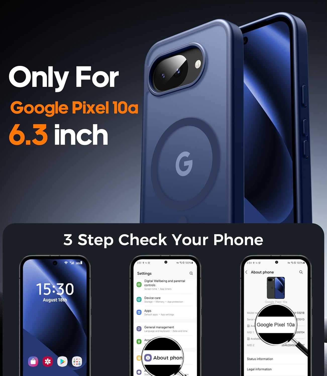 Detalle de Opkiegrn Pixel 10a 5G Case with 2 Screen Protectors and MagSafe Compatibility
