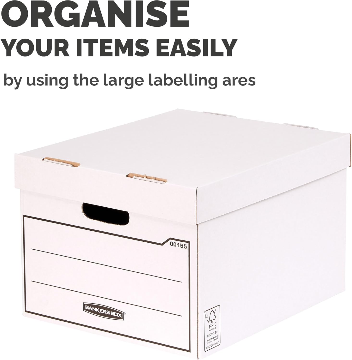 Thumbnail 3 de Fellowes Bankers Box Boîte de rangement empilable mult-usage – lot de 10 (Blanc)