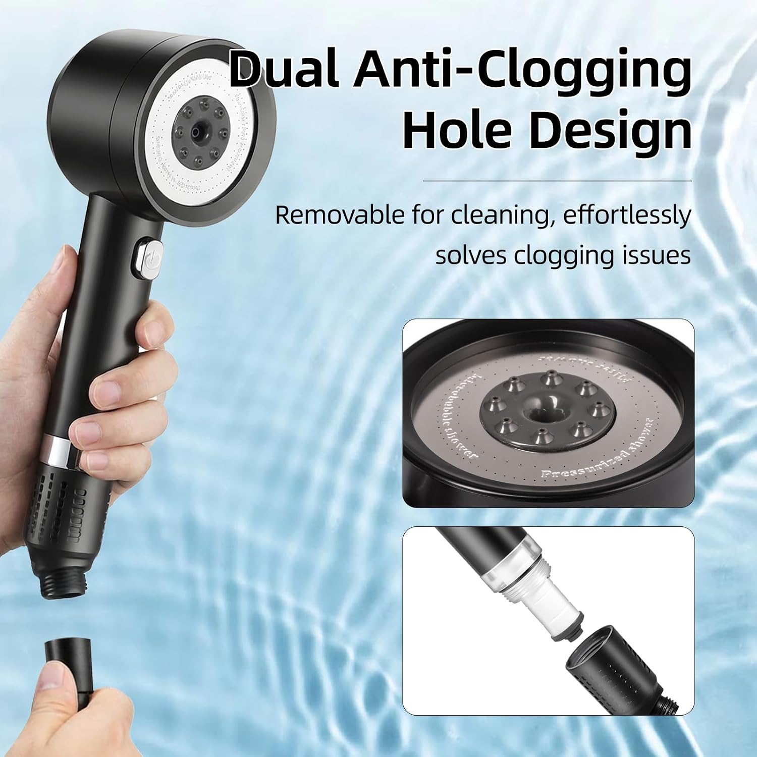 Thumbnail 6 de Pommeau de Douche Haute Pression avec Filtration et Tuyau 1,5 m – 4 Modes, Support et Anti-Calcaire