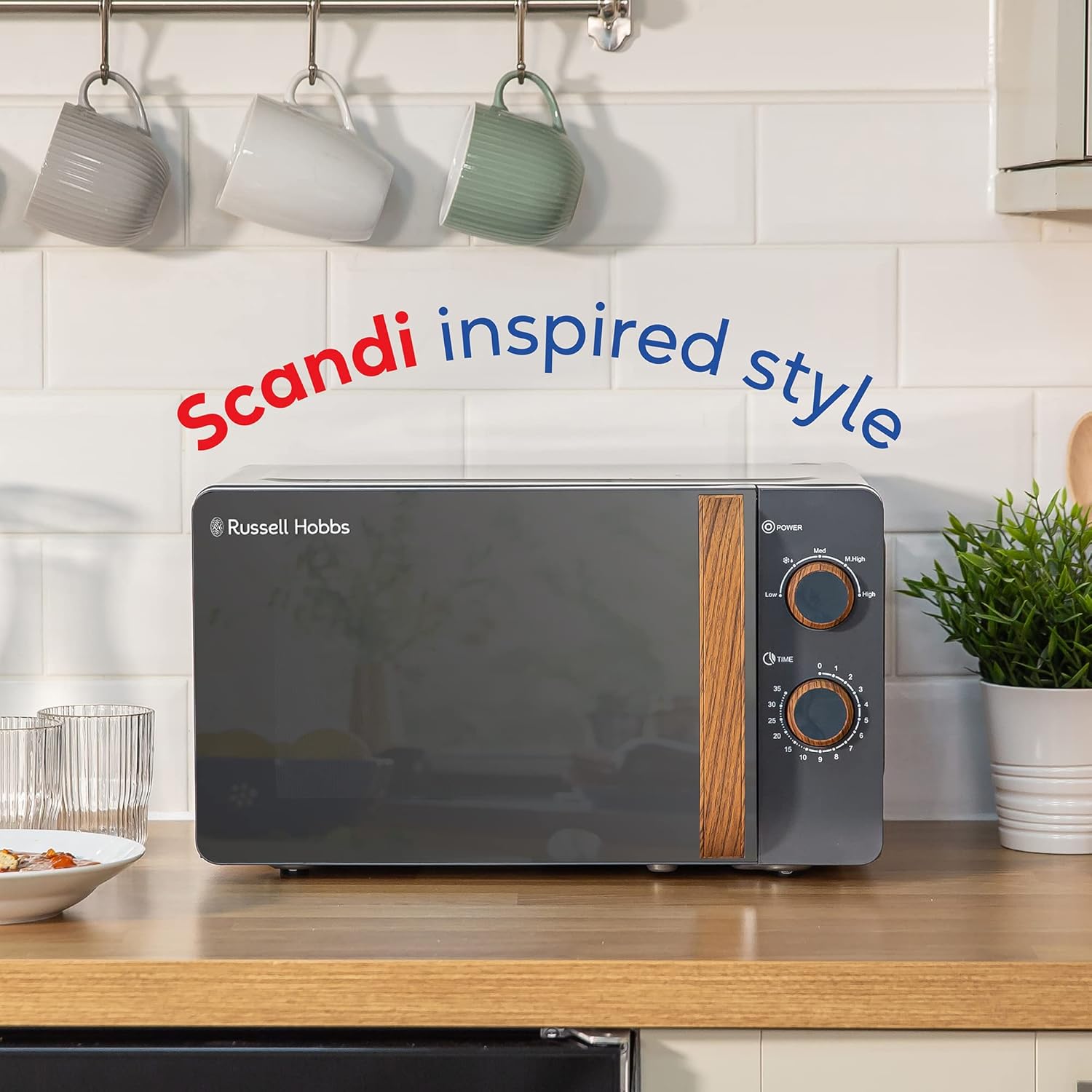 Thumbnail 3 de Russell Hobbs RHMM713G Micro-ondes compact 700 W – style scandinave et finition bois