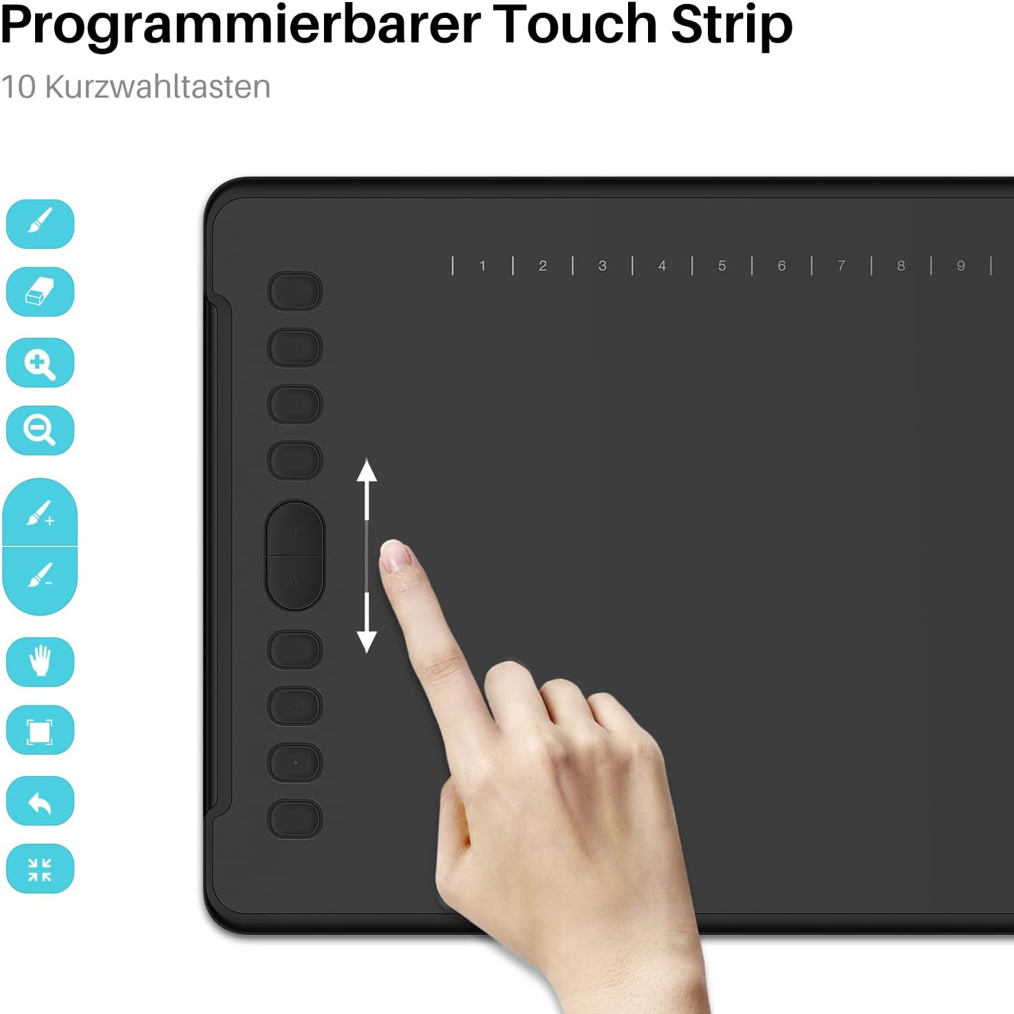 Thumbnail 1 de HUION Inspiroy H1161 Grafiktablett (11 x 6 Zoll) mit 10 Express-Tasten und Touch-Strip