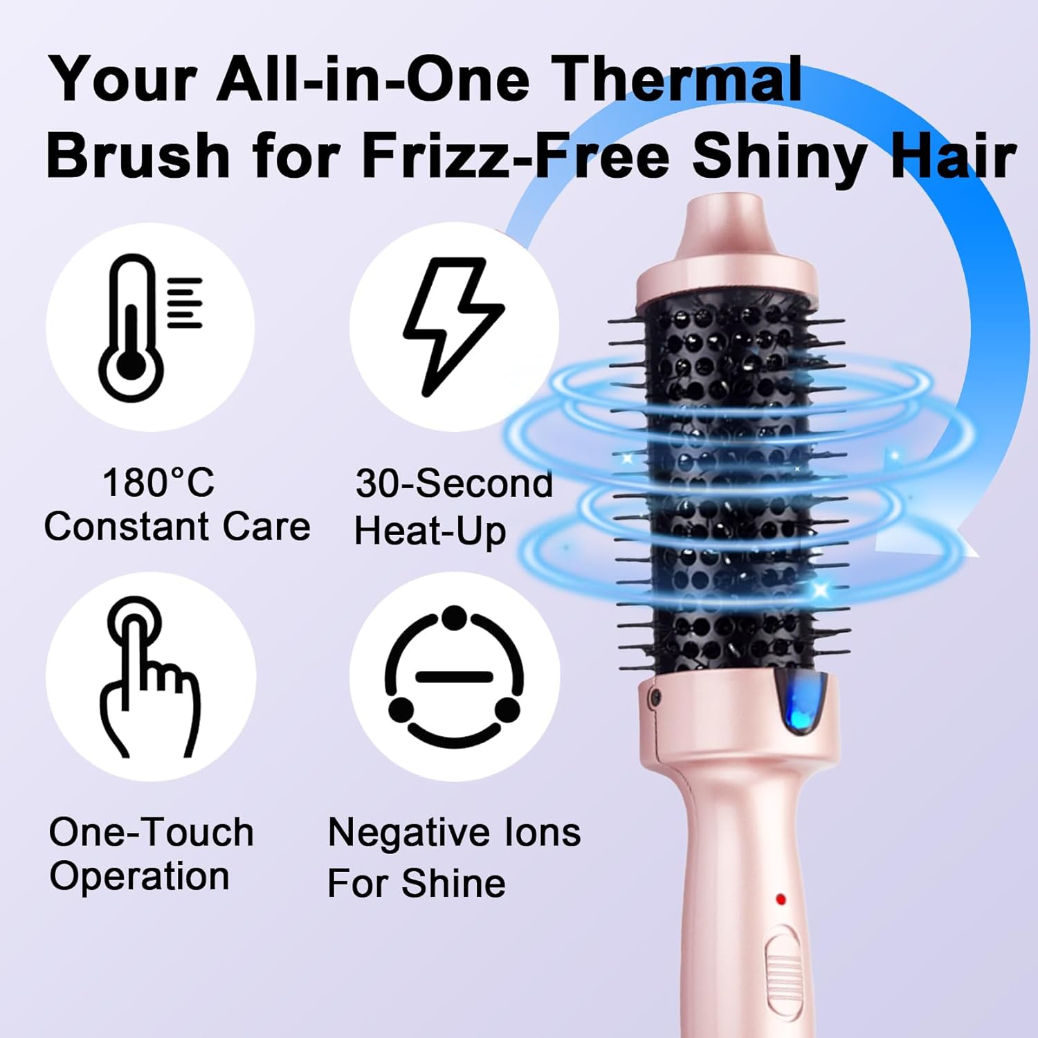 Thumbnail 3 de Wavy Chic Heated Thermal Brush (180°C constant heat) with Negative Ion, UK plug, Pink