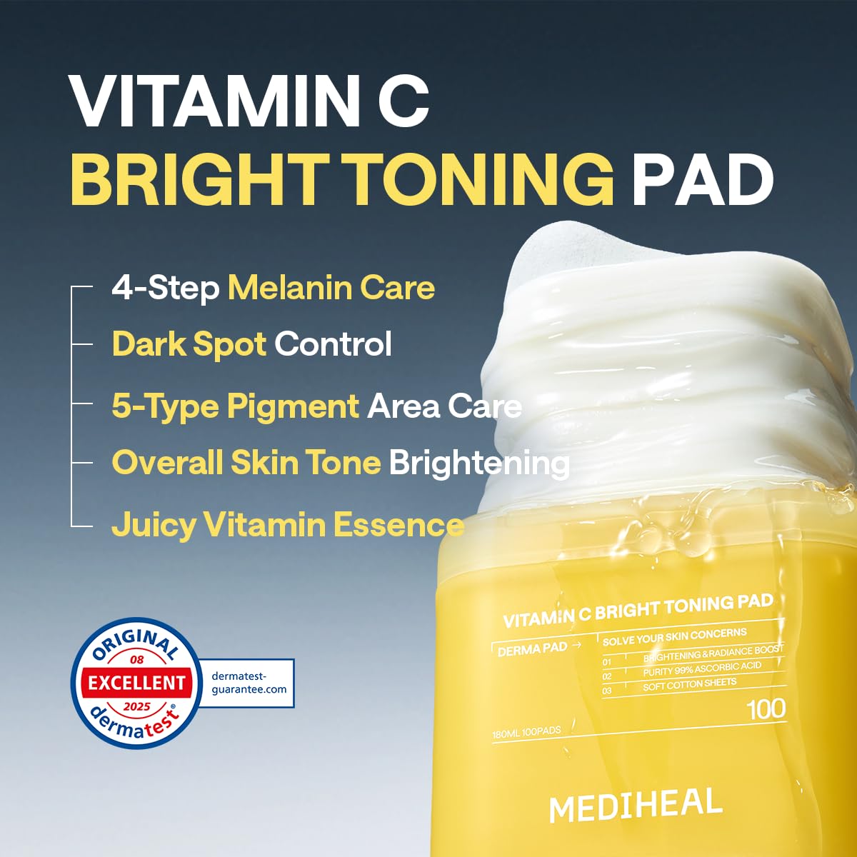 Detalle de MEDIHEAL MDH_TP_ALLV Vitamin C Toner Pads, 100 Count with Niacinamide