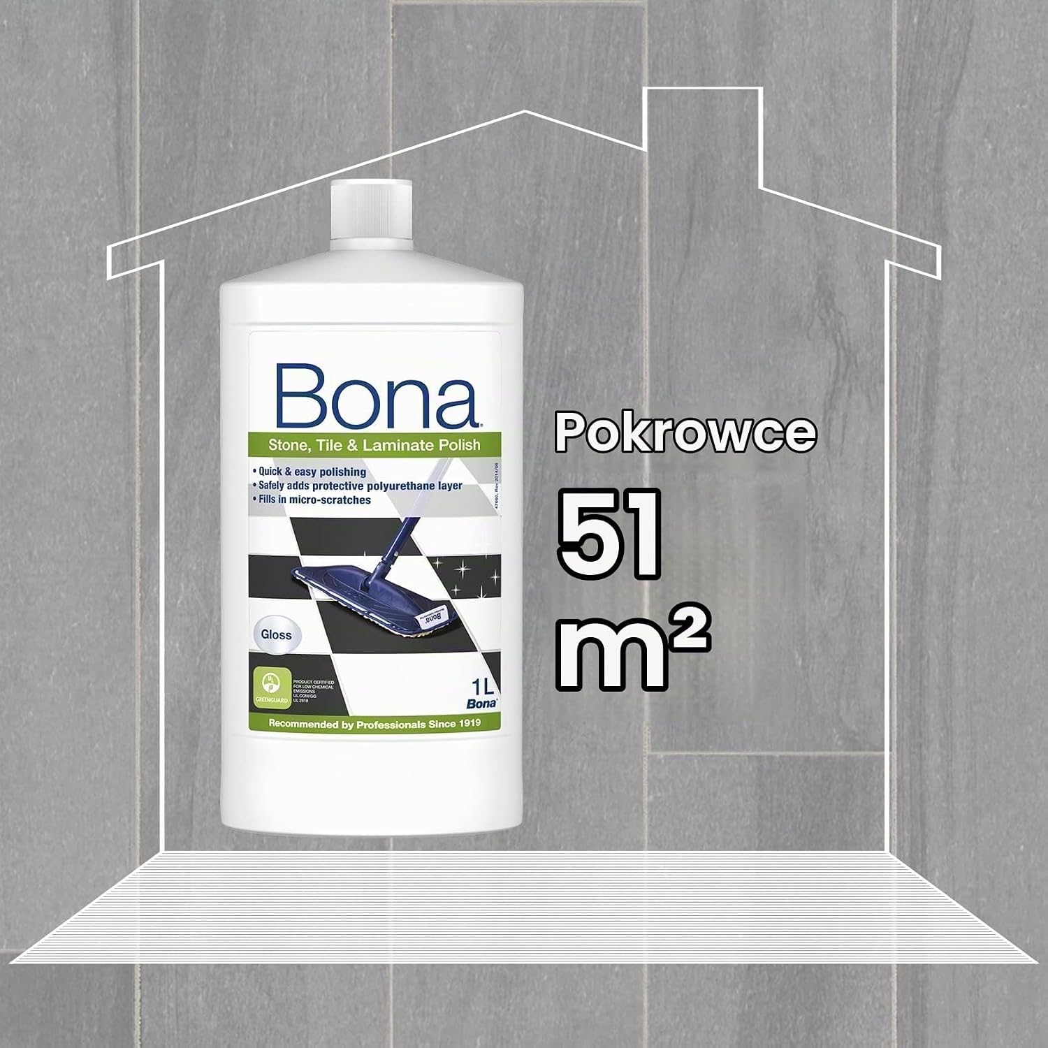 Detalle de Bona WP511013022 – politura do płytek i laminatu, połysk, 1 l