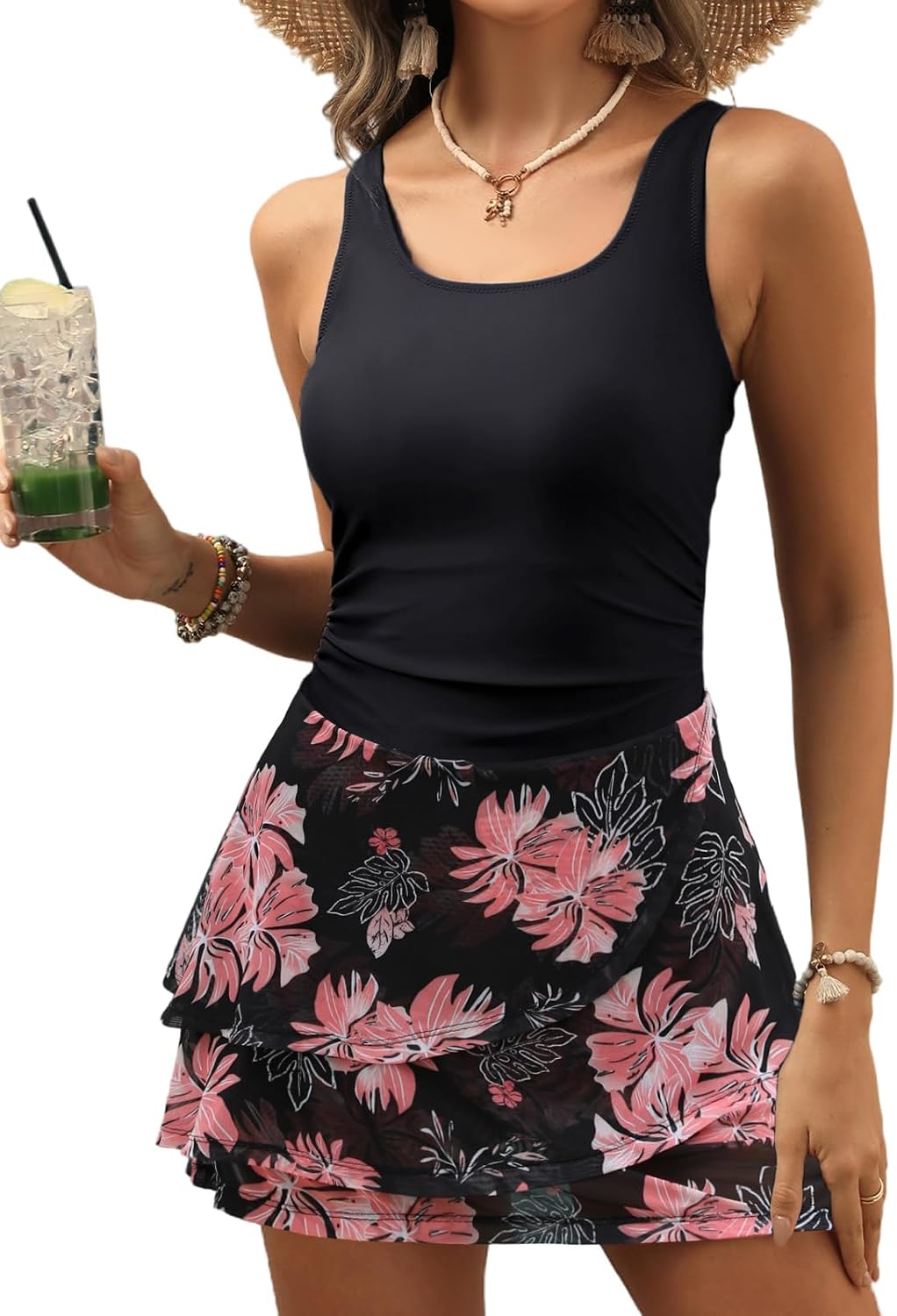 Thumbnail 6 de VIMPUNEC Women One Piece Swim Dress Swimsuit with Tummy Control and Modest Skirt