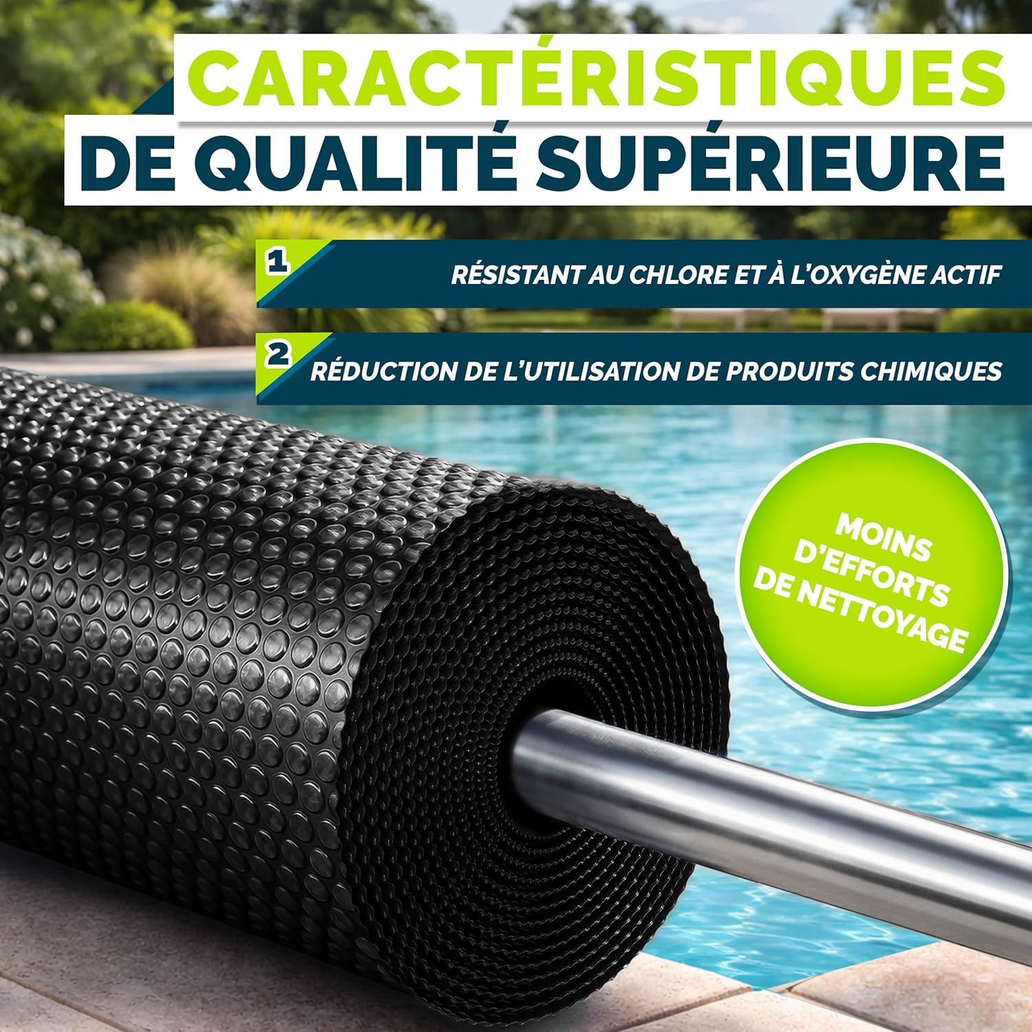 Thumbnail 2 de Bâche à bulles pour piscine tillvex (120 µm) noir, découpe individuelle 800 x 400 cm