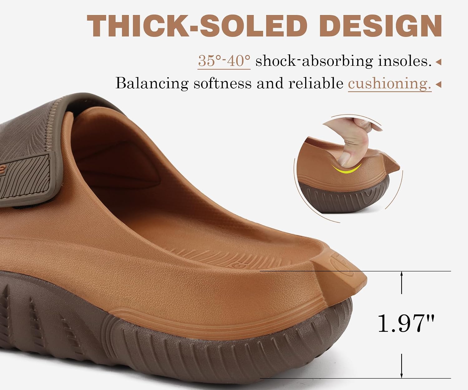 Detalle 2 de COFACE Mens Recovery Sandals: Orthopedic Post-Workout Slides for Plantar Fasciitis Relief