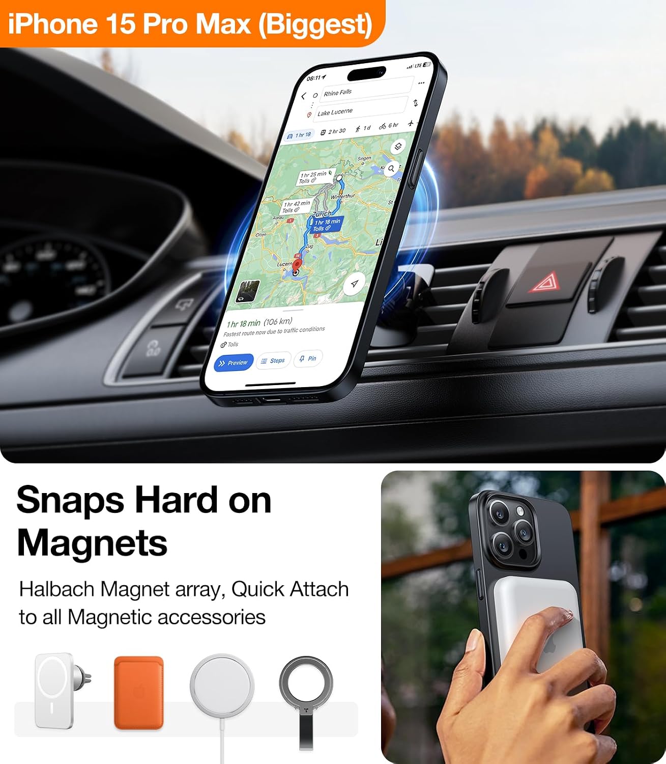 Detalle 2 de TORRAS Magnetic Slim-Fit for iPhone 15 Pro Max Case — Ultra-Thin MagSafe Protection