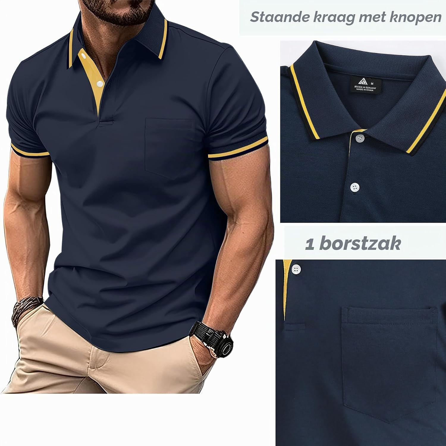 Detalle 2 de LLdress 3-pack herenpoloshirts met korte mouw, sneldrogend en ademend