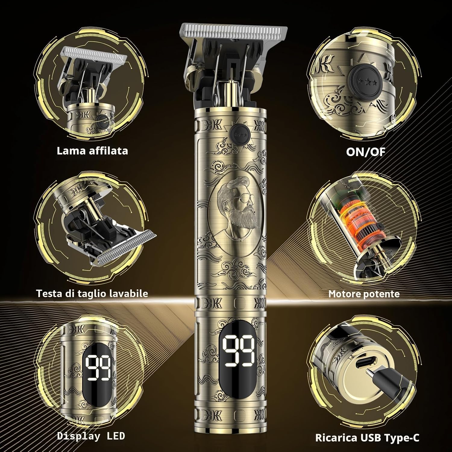 Thumbnail 3 de Tagliacapelli Uomo Trimmer professionale 1500 mAh