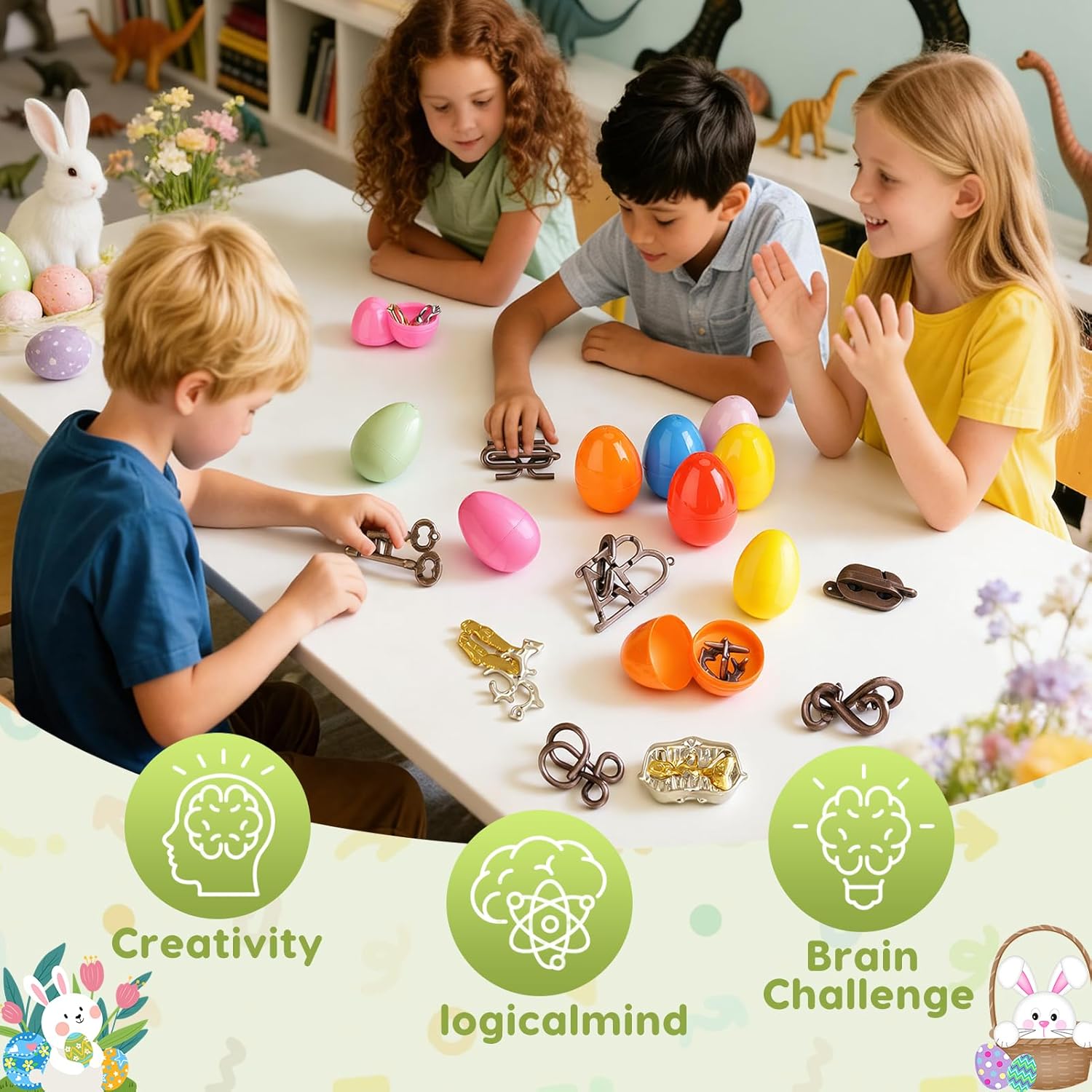 Detalle de 36 Pack Easter Eggs Filled with Brain Teaser Puzzles (Easter Basket Stuffers) — 36-Piece Puzzle Gift Set