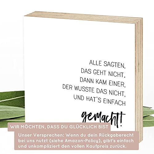 Thumbnail 8 de Wunderpixel Holzbild Geht Nicht? Einer hat's einfach gemacht – 15x15x2 cm, echtes Birkenholz, Schwarz-Weiß-Fotodruck
