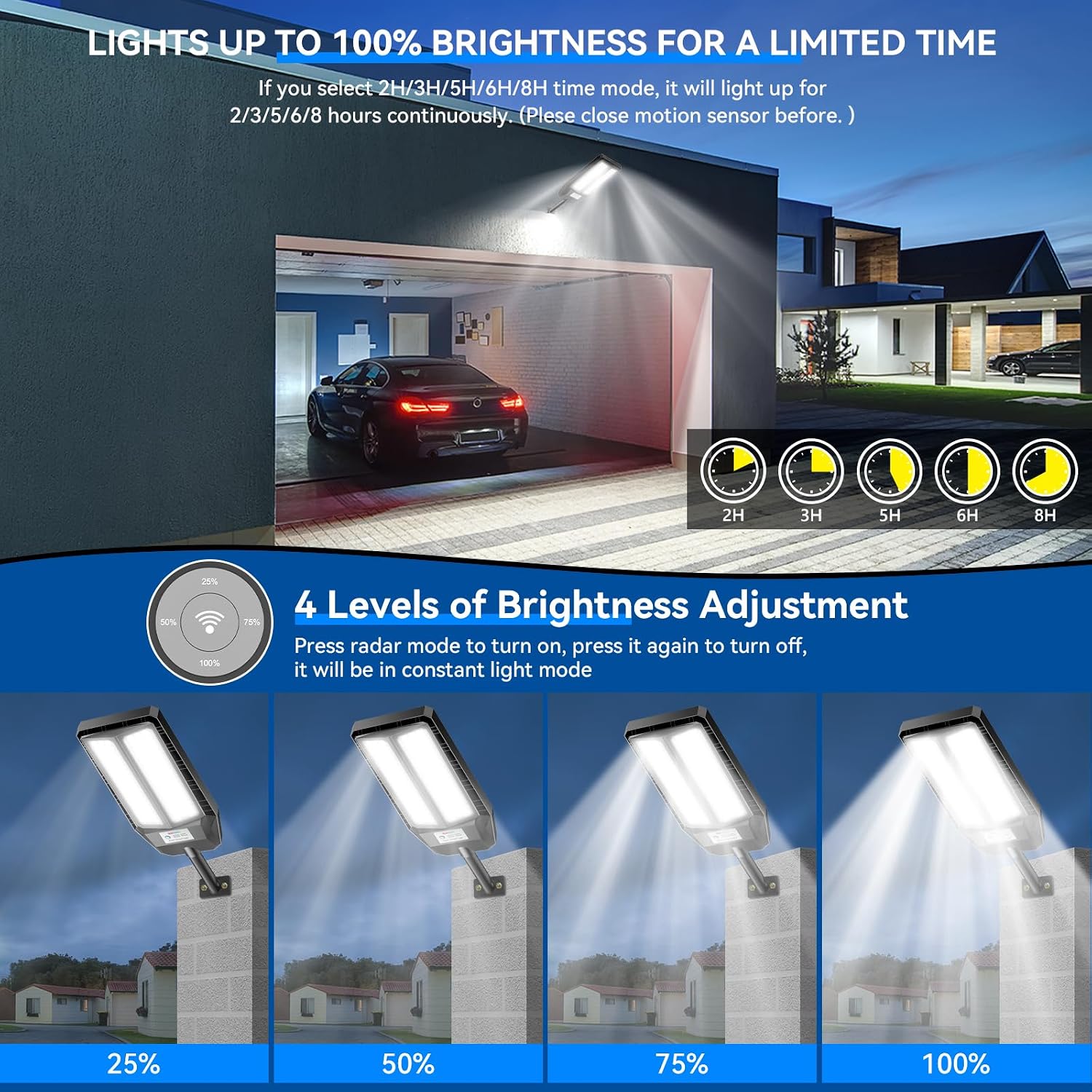 Detalle de Adewalk 700W Lampione Solare LED Esterno con Telecomando e Sensore di Movimento – IP66