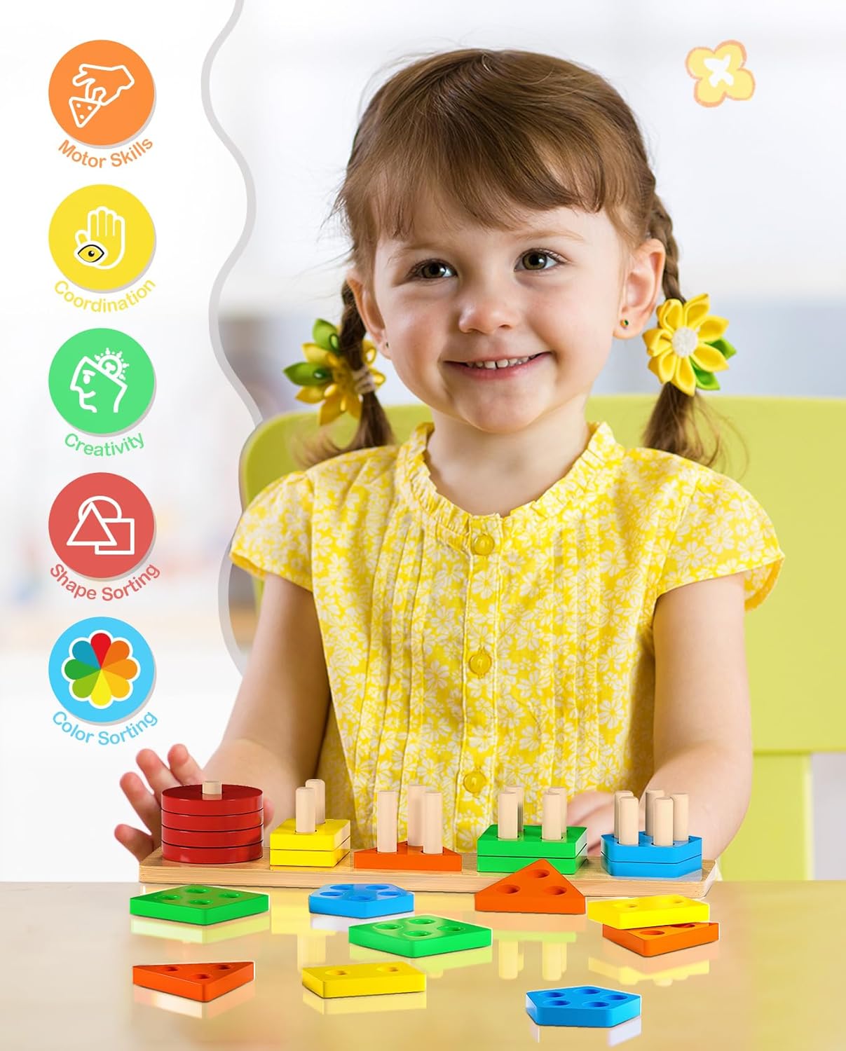 Thumbnail 2 de Uping Holzspielzeug Sortierspielzeug ab 1 Jahr – Motorik- und Lernspiel für Formen & Farben