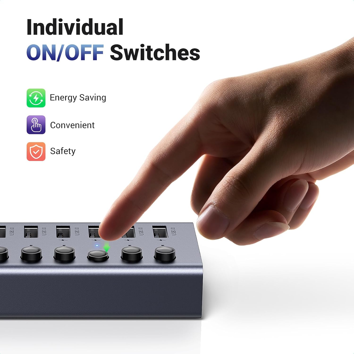 Detalle 2 de UGREEN Powered USB Hub 7-Port