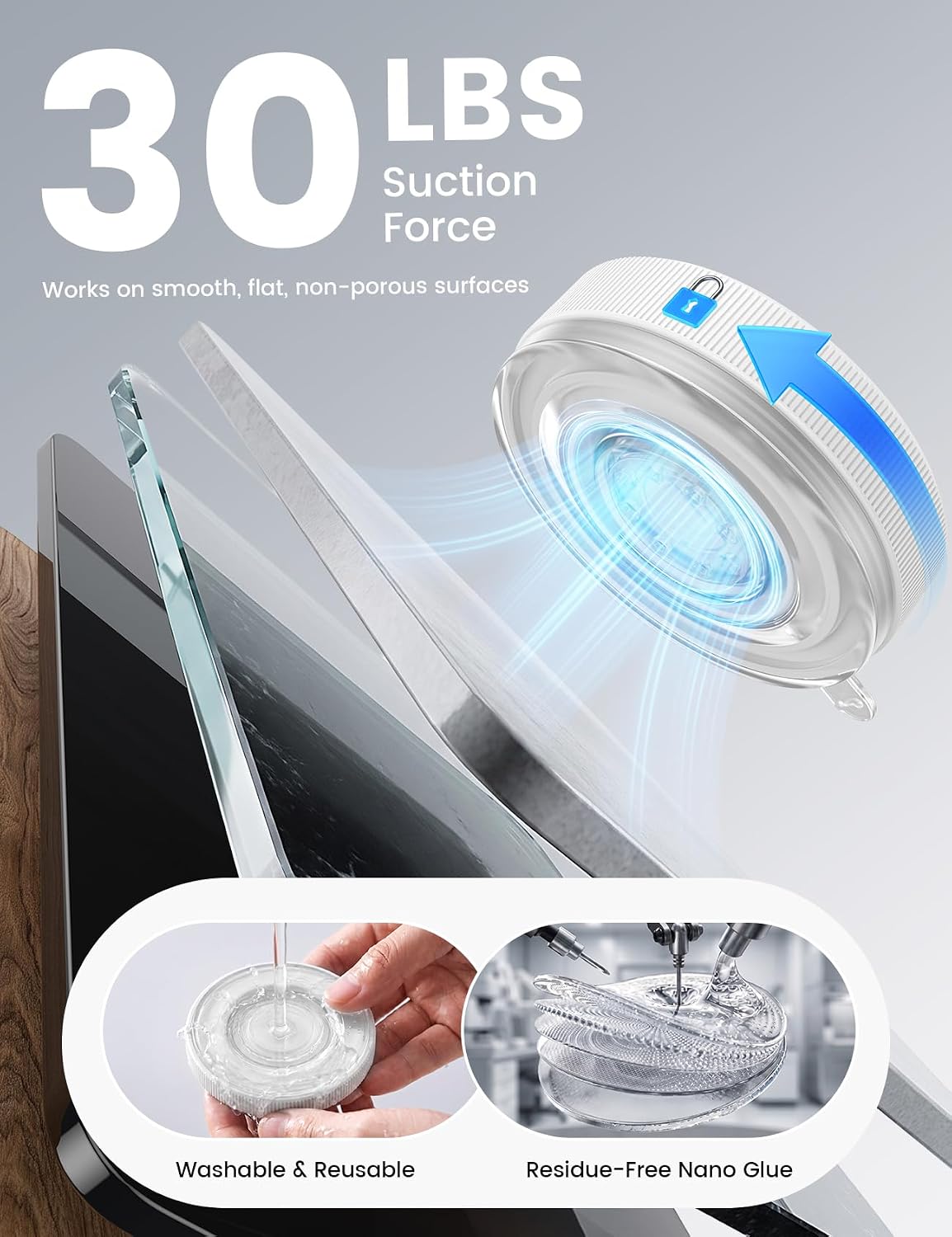 Detalle de Lamicall Vacuum Suction Shower Phone Holder, 30 lb Hold, 360° Adjustment