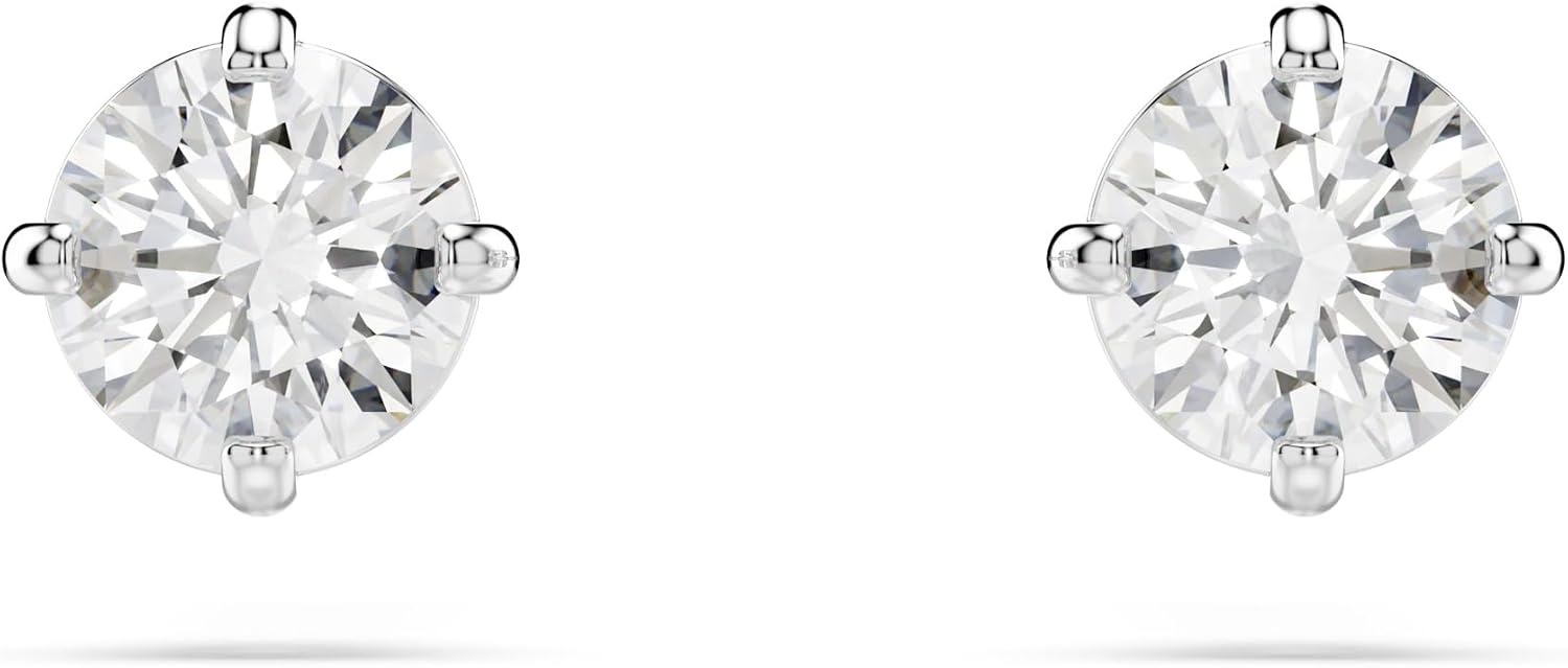 Detalle de Swarovski Orecchini a lobo Attract Round, Bianchi, Placcato rodio