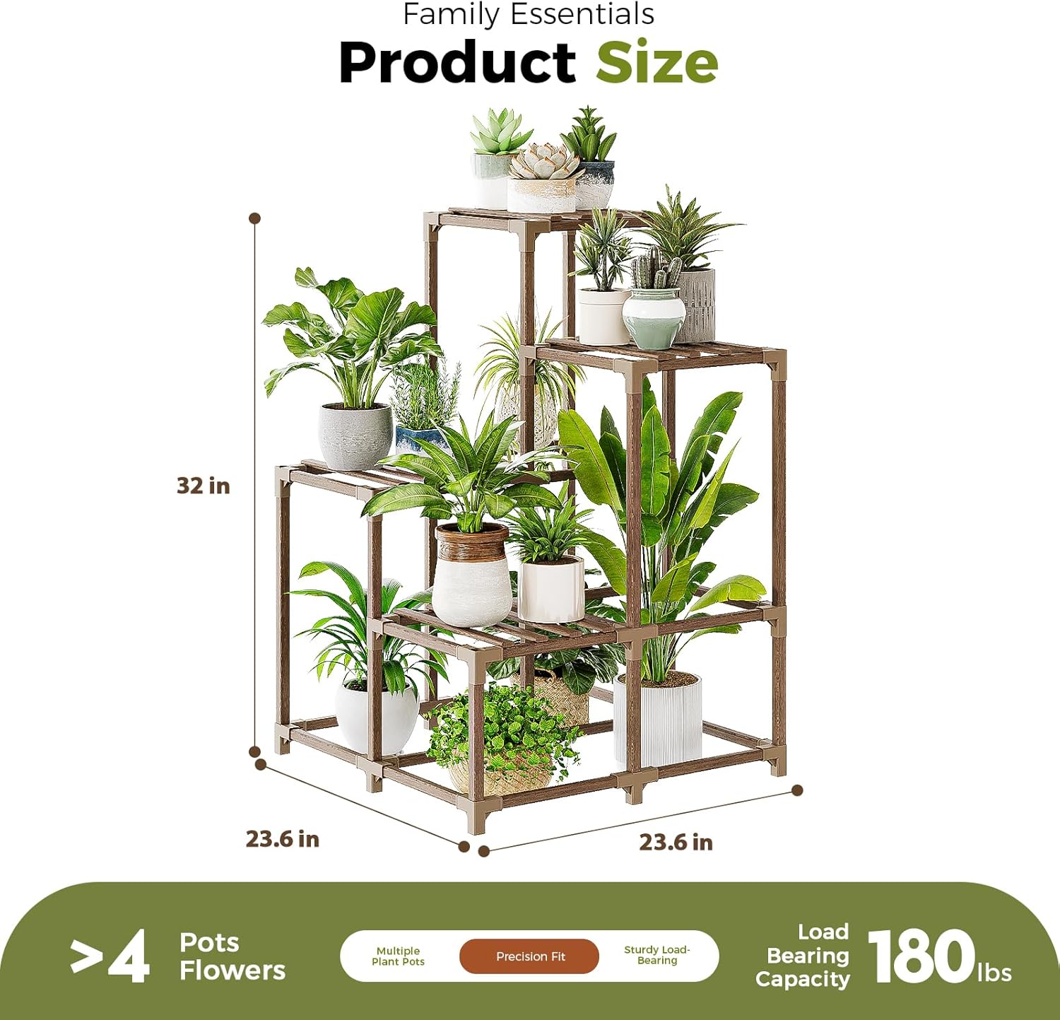 Thumbnail 1 de Bamworld 4-Tier Corner Plant Stand (Indoor/Outdoor) – Corner Shelf Plant Holder for Multiple Pots
