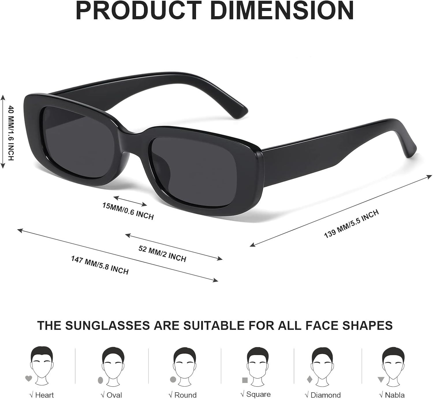Detalle de JASPIN Rectangle Sunglasses with PC Material