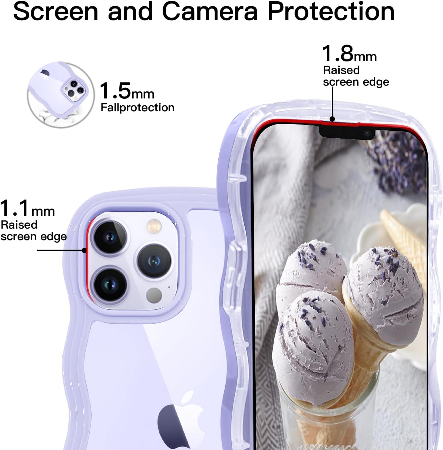 Thumbnail 1 de ORDA Cute Wave Frame Curly Shape Case for iPhone 11 Pro Max (Purple)