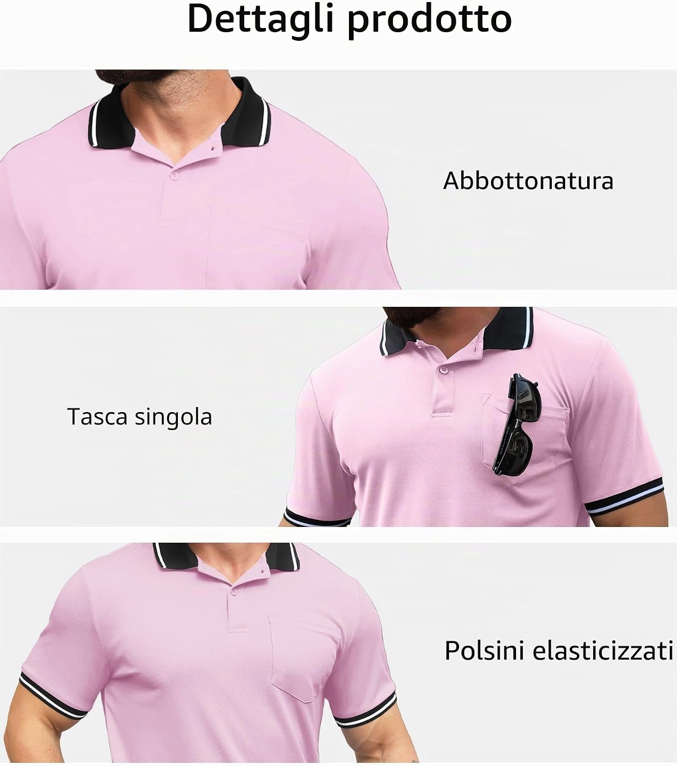 Detalle 2 de SwissWell 3 Pezzi Polo Uomo Manica Corta Traspirante Estiva – Set casual e sportivo