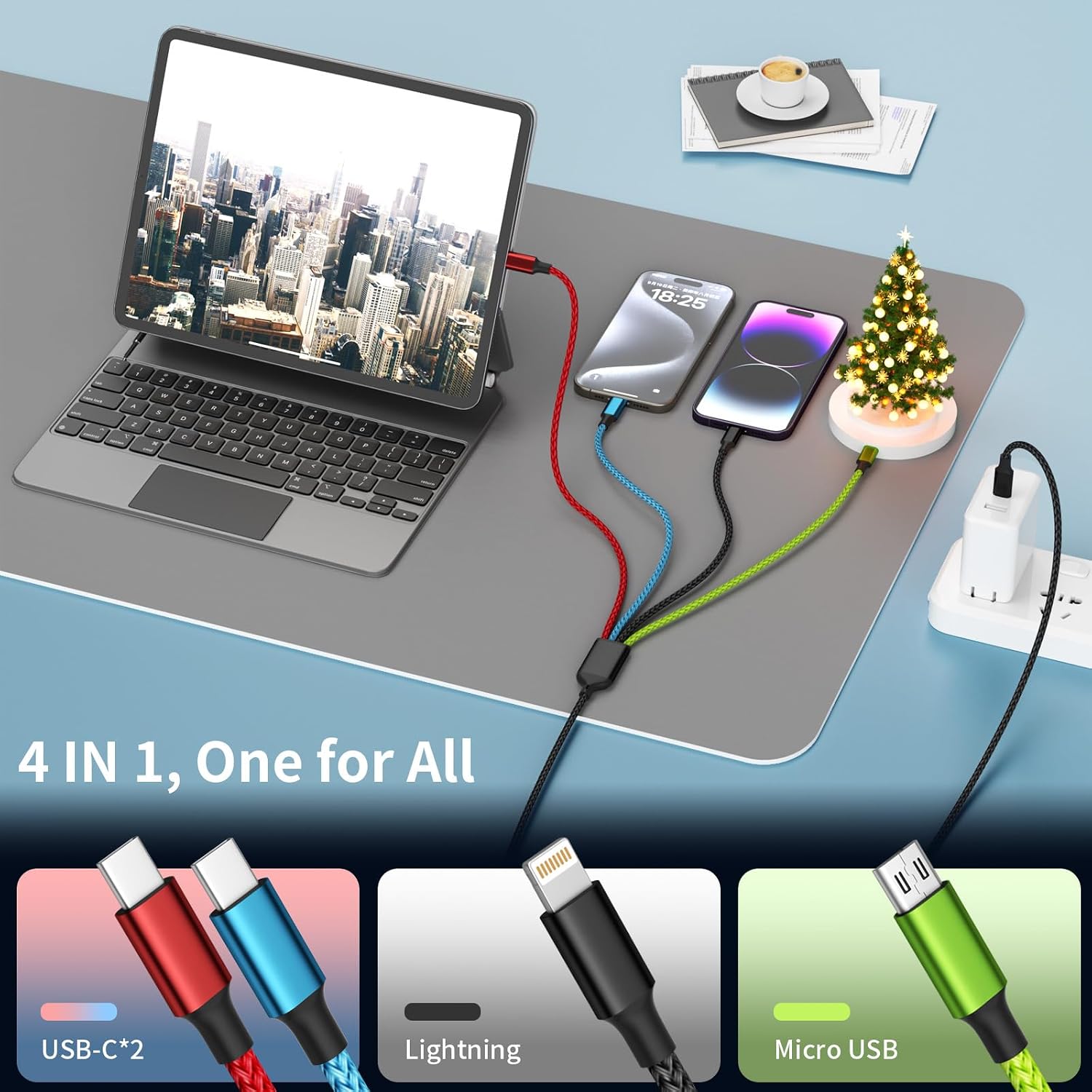 Detalle de Firsting USB C Multi Charging Cable 2-pack