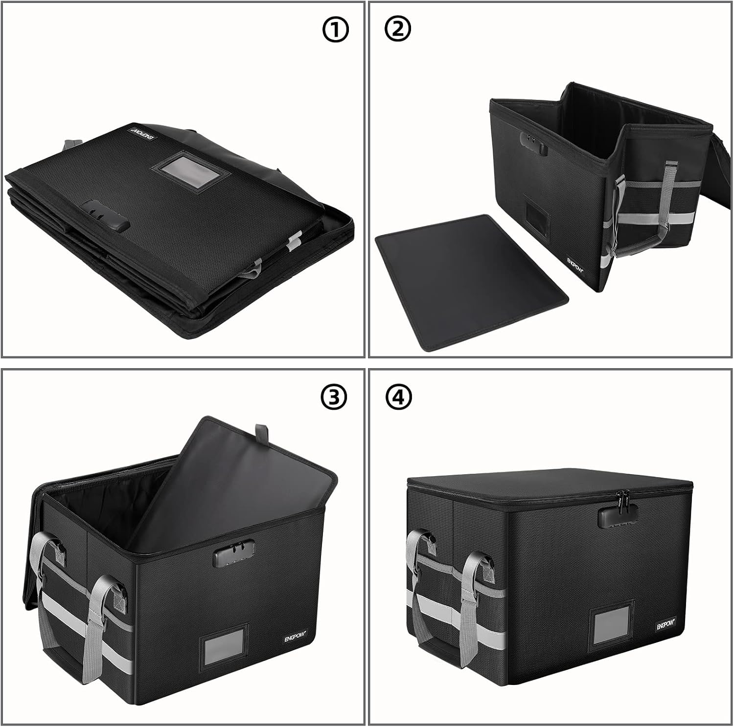 Thumbnail 6 de ENGPOW EG015 Fireproof File Box with Combination Lock, Collapsible and Water-Resistant