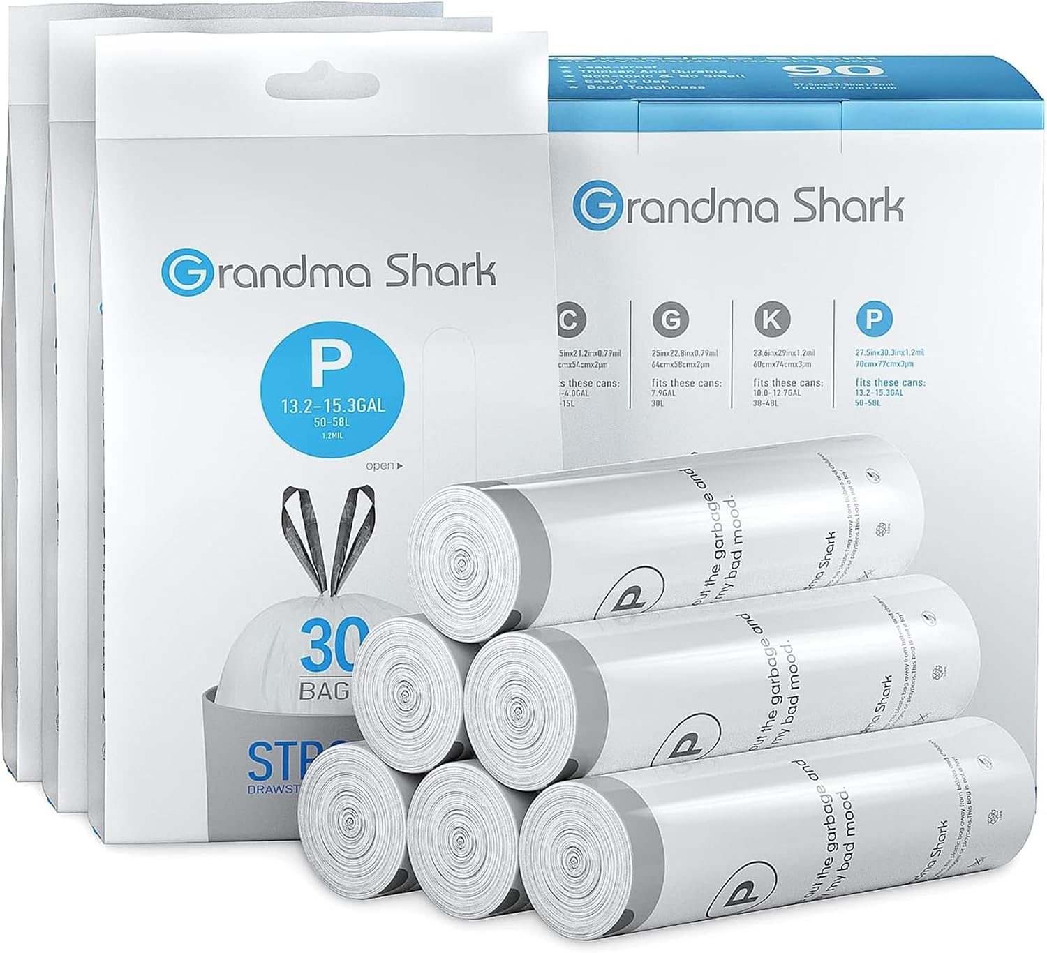 Detalle de Grandma Shark 50–65L Bin Liners 70×77cm