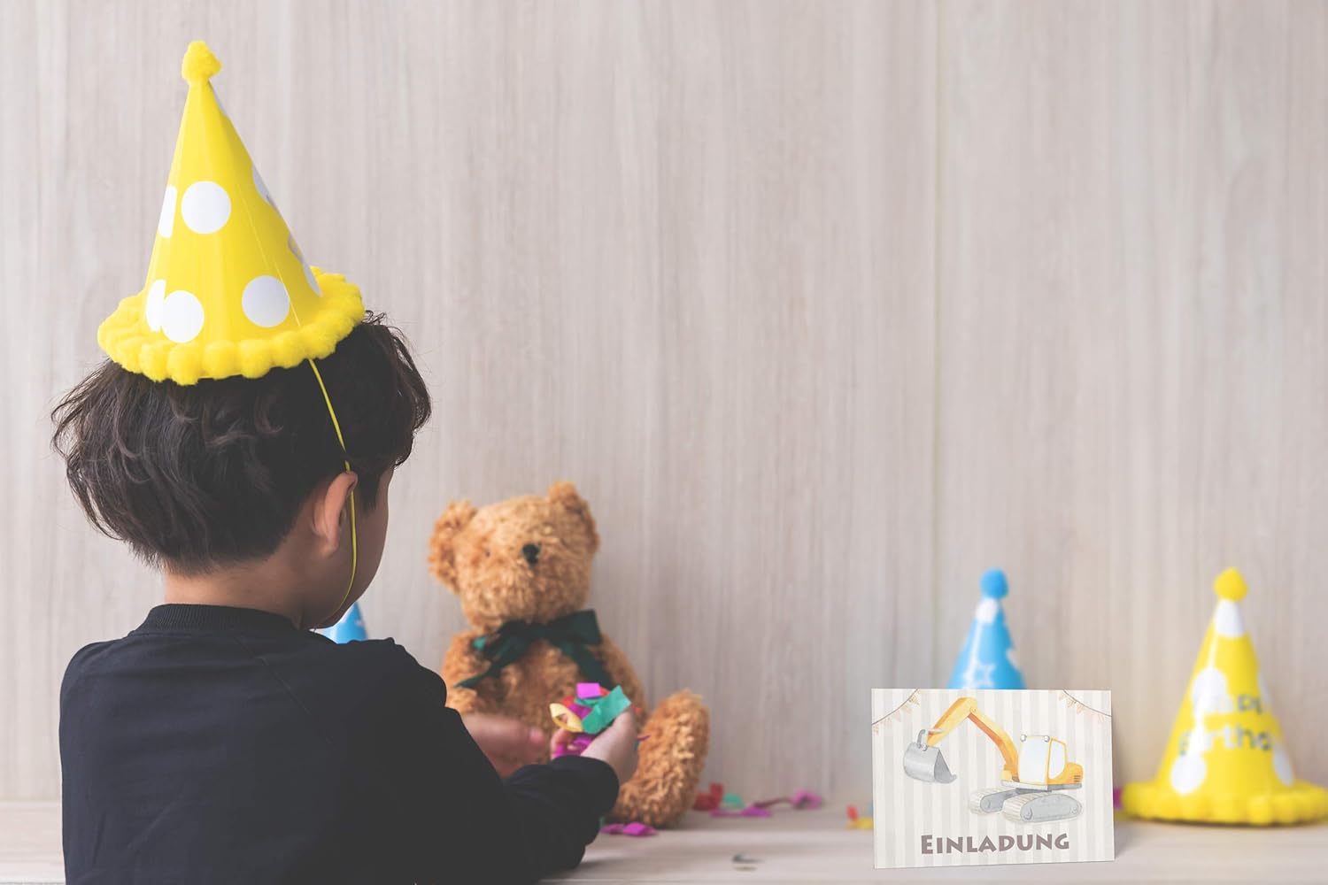 Thumbnail 3 de Aeuln Bagger & Baustellen Kindergeburtstag Einladungskarten-Set (12-teilig) inkl. Briefumschlägen, DIN A6