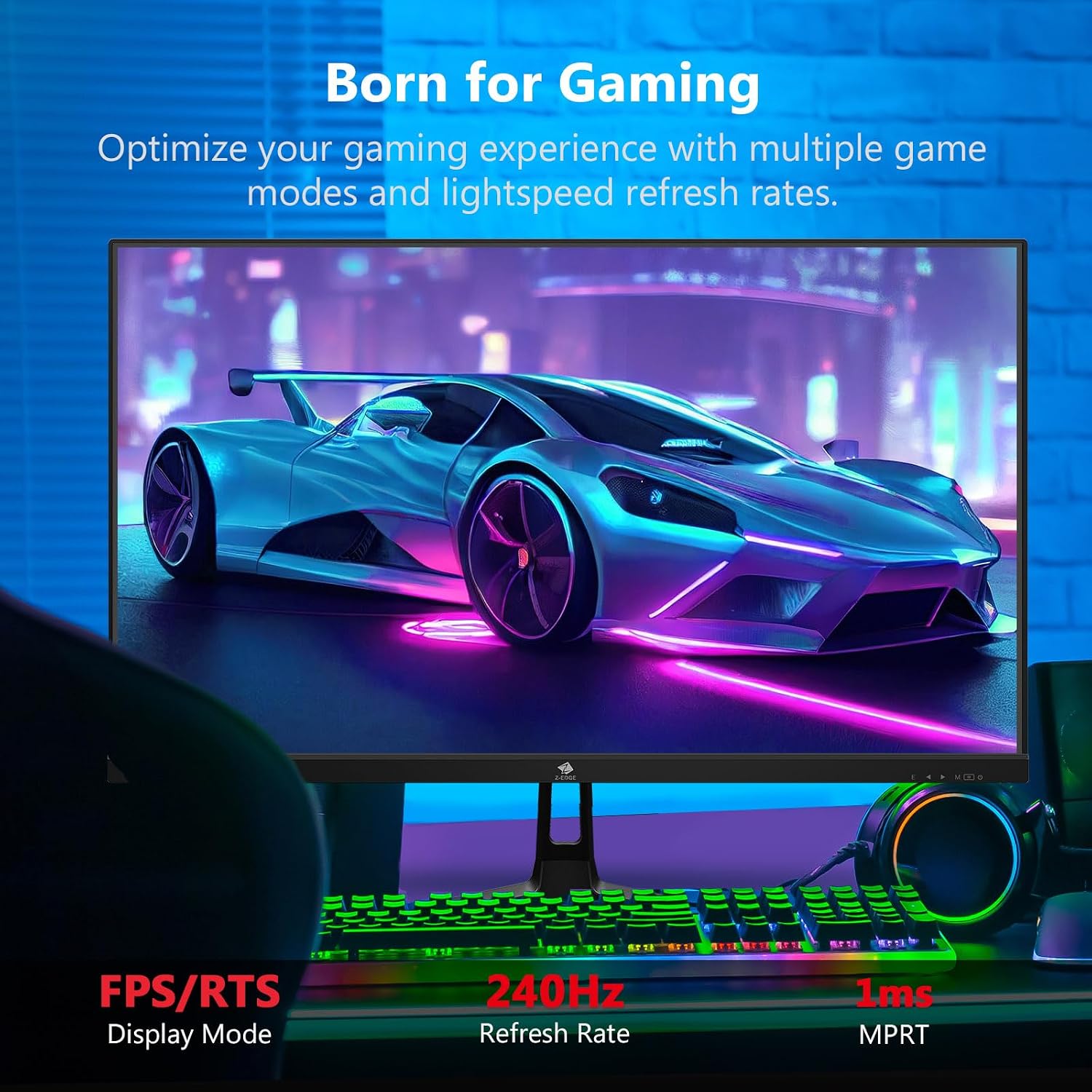 Detalle de Z-Edge 27 Inch Gaming Monitor (240Hz, 1ms, Full HD, IPS) with FreeSync, HDMI & DisplayPort, VESA — Black