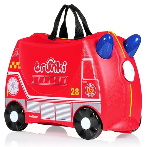 Detalle de Trunki Frank Fire Engine Ride-On Suitcase for Kids (Red)