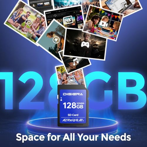 Detalle de DIGIERA 128 GB SDXC UHS-I Speicherkarte (2er-Set) – C10, U3, V30, 4K/UHD
