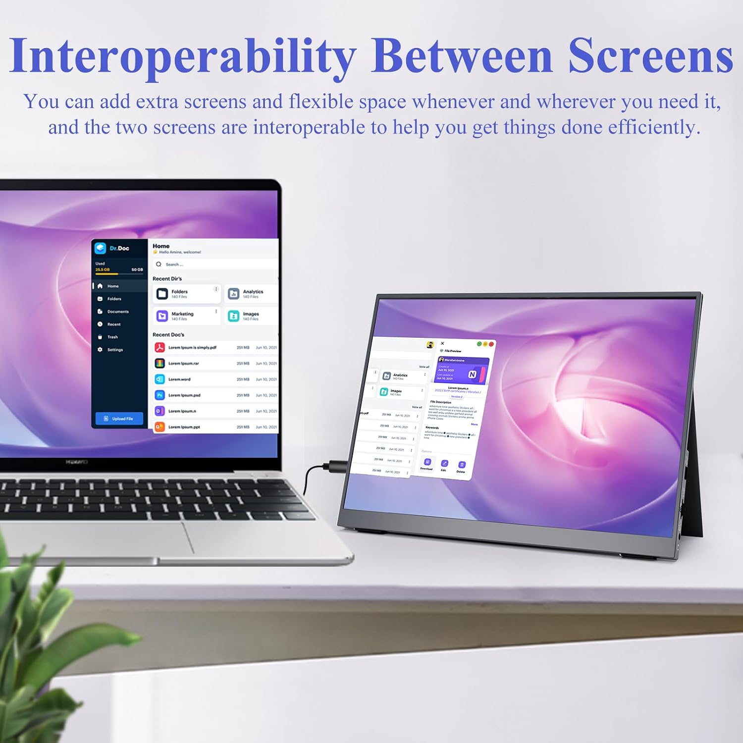 Detalle 2 de ALOLG 10.5" Portable Monitor: 1920×1280 IPS Second Screen with USB-C/Mini HDMI