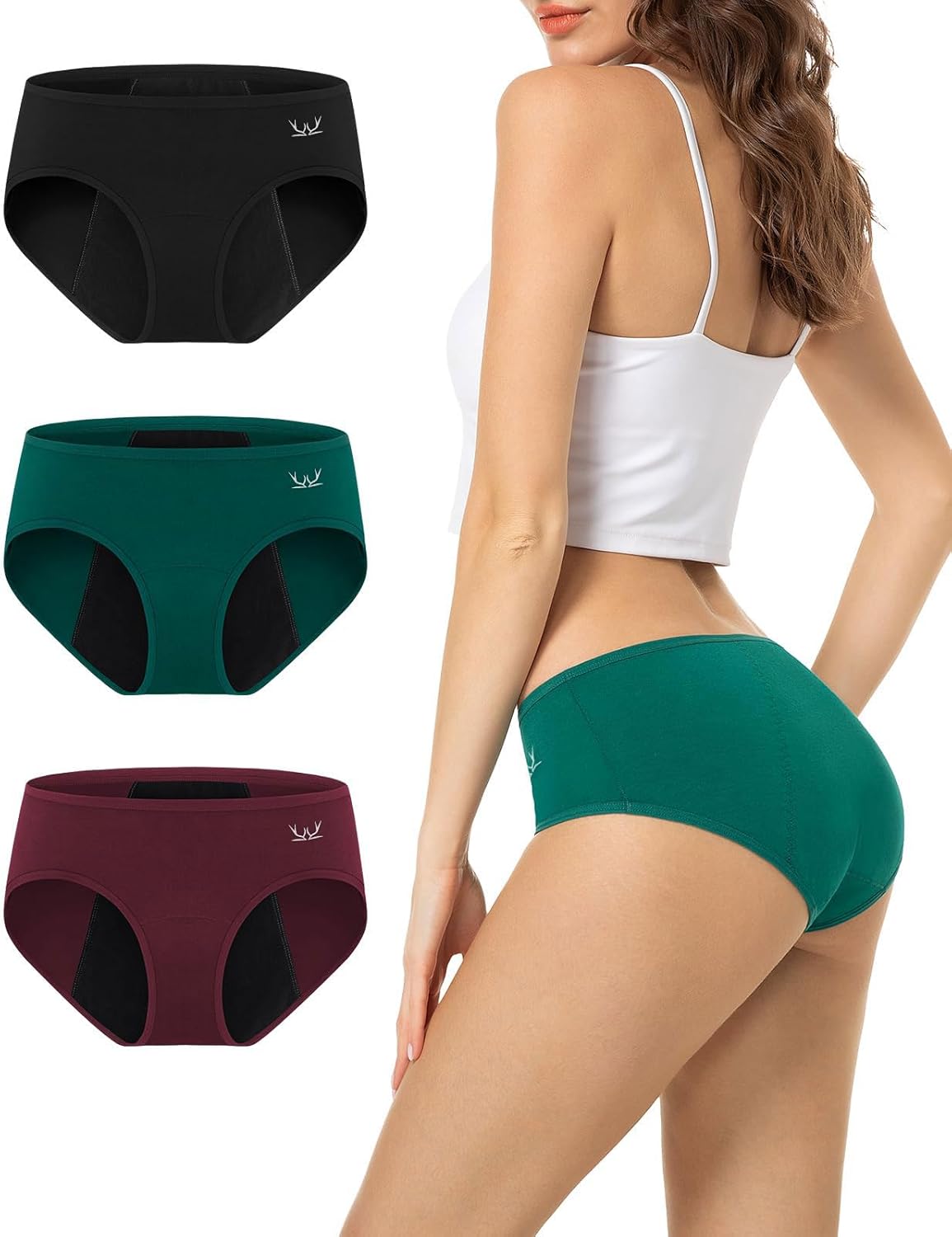Thumbnail 1 de TANSTC Mutande Mestruali Donna Cotone - 4 Strati, Assorbenti e Riutilizzabili, 3 Pack
