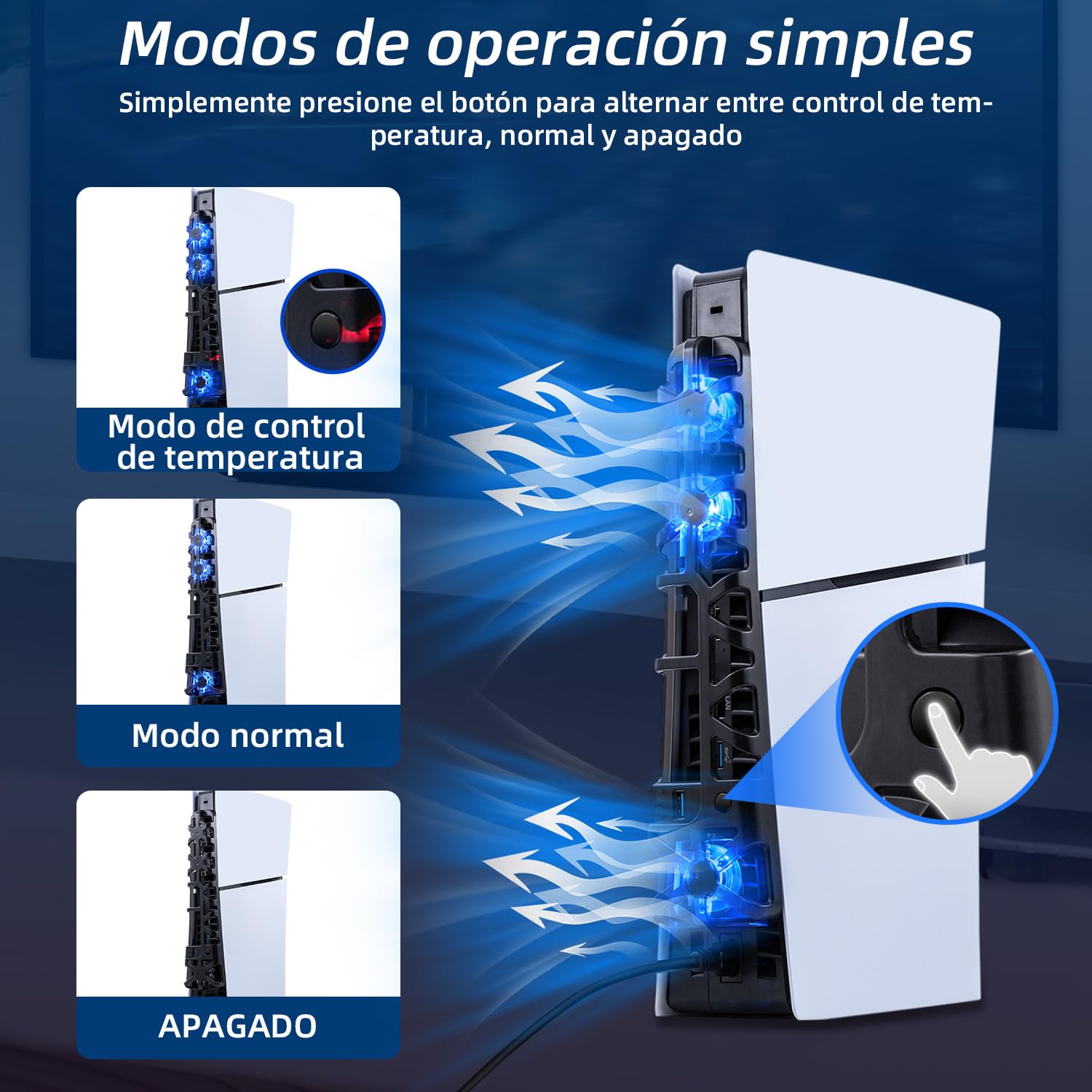 Thumbnail 4 de Ventilateur de refroidissement RVB Mcbazel pour PS5 Slim (3 ventilateurs, support de dissipation) – Plug & Play