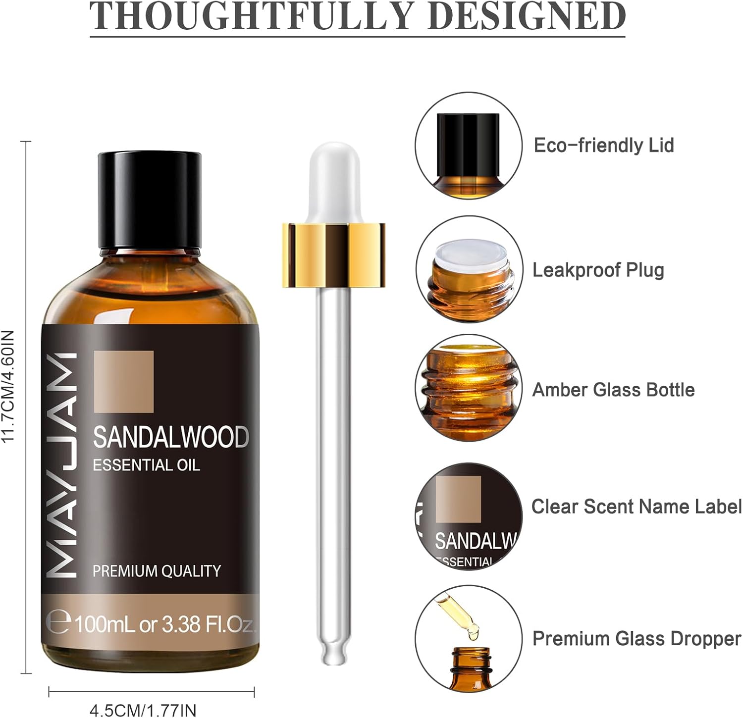 Detalle de MAYJAM Sandelholz ätherisches Öl (100 ml) – für Diffusor, Luftbefeuchter & DIY