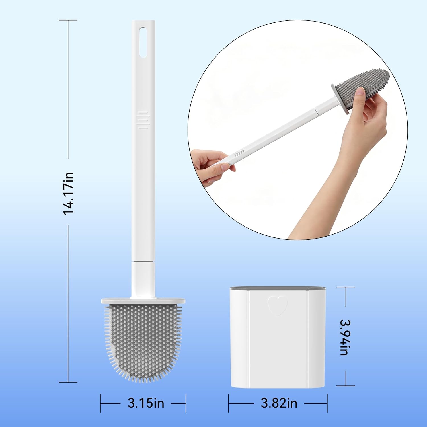 Thumbnail 5 de Canvint Klobürste Silikon – Flexible WC-Bürste, Wandmontage oder Stehend, 2-teiliges Set, Belüftet & Schnell Trocknend