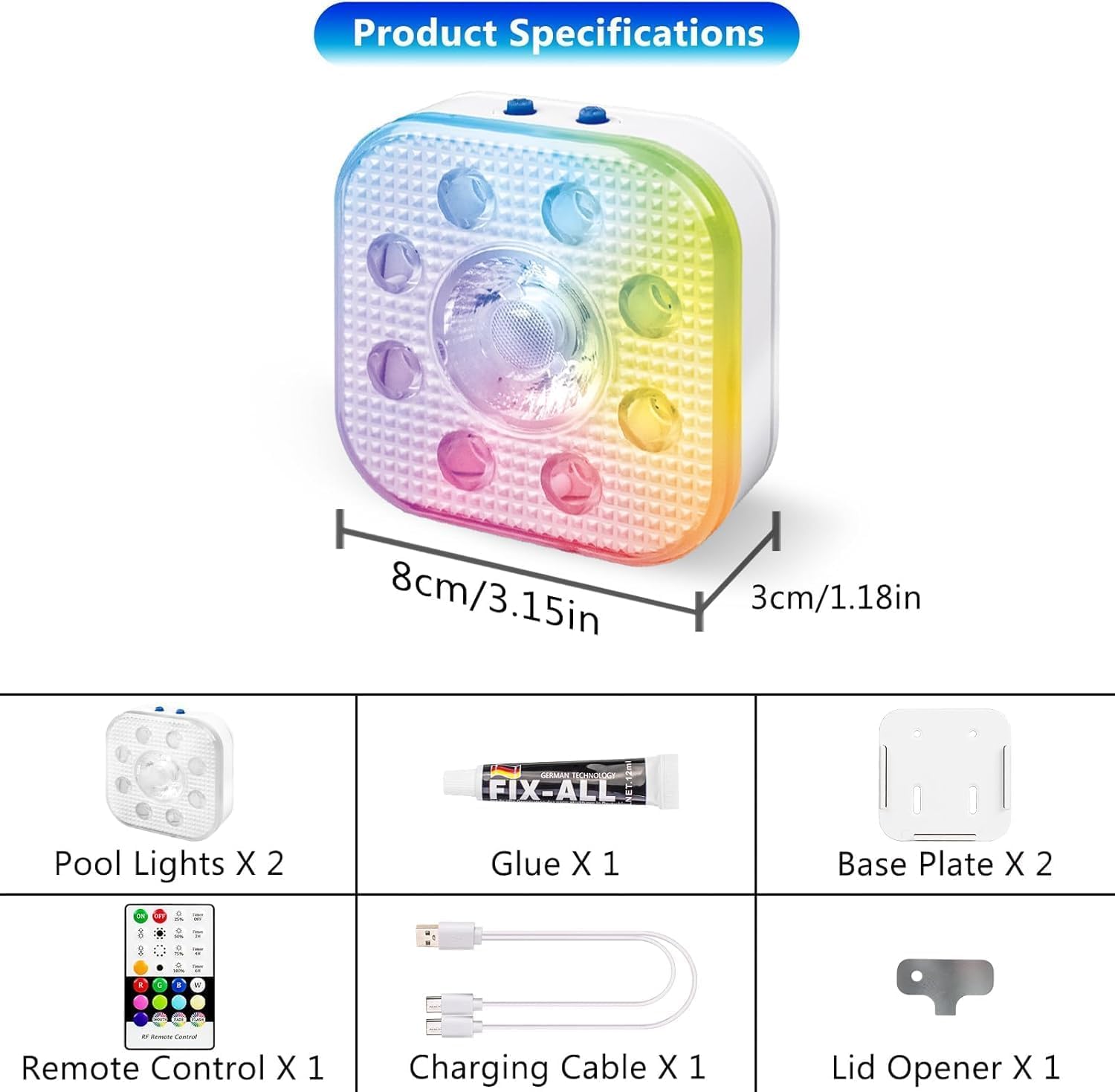 Thumbnail 4 de HL Poolbeleuchtung Unterwasser-Licht mit Fernbedienung (2 Stück) – RGB, magnetische oder selbstklebende Befestigung