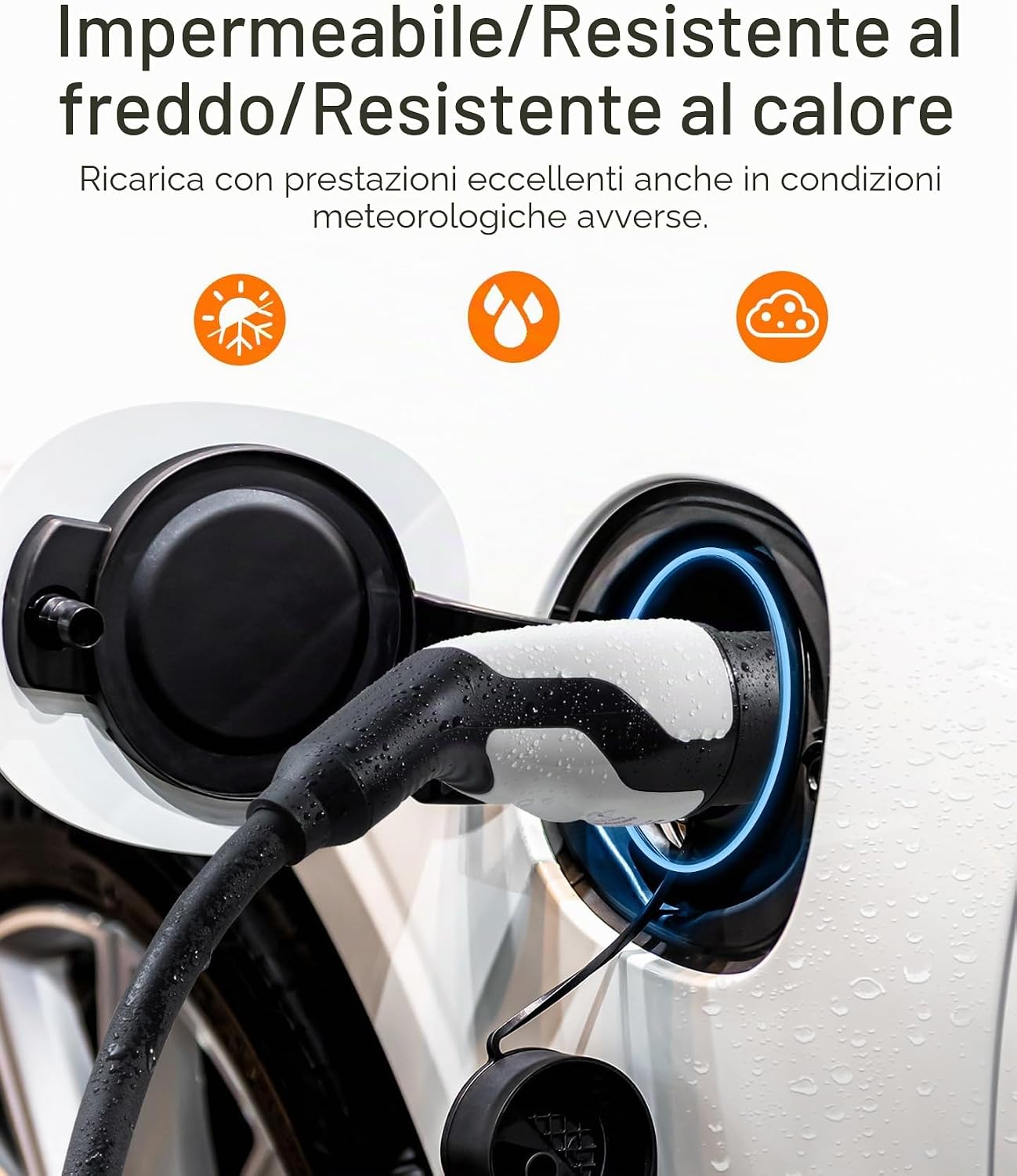 Detalle 2 de Tomons Cavo di Ricarica Rapida da Tipo 2 a Tipo 2, 11 kW / 5 m – Compatibile con Veicoli Elettrici e PHEV (IP55, TPU ignifugo)