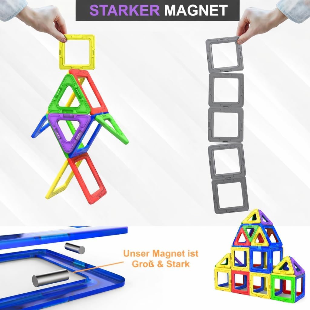Detalle de Magnetische Kachel-Bausteine – STEM Magnetblöcke (40 Teile) für Kinder ab 3 Jahren