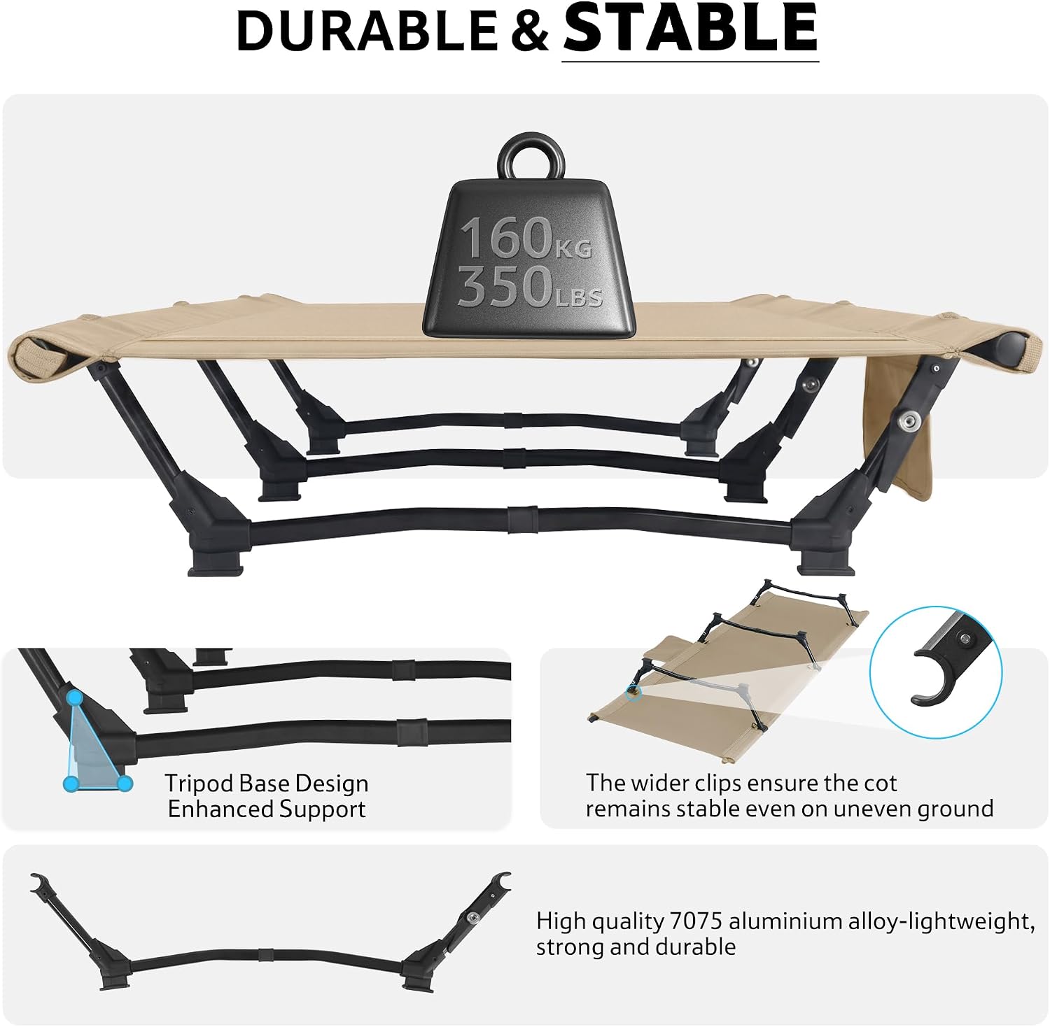 Detalle 2 de Naturehike NH19JJ006 fältsäng – hopfällbar med 70 cm liggyta