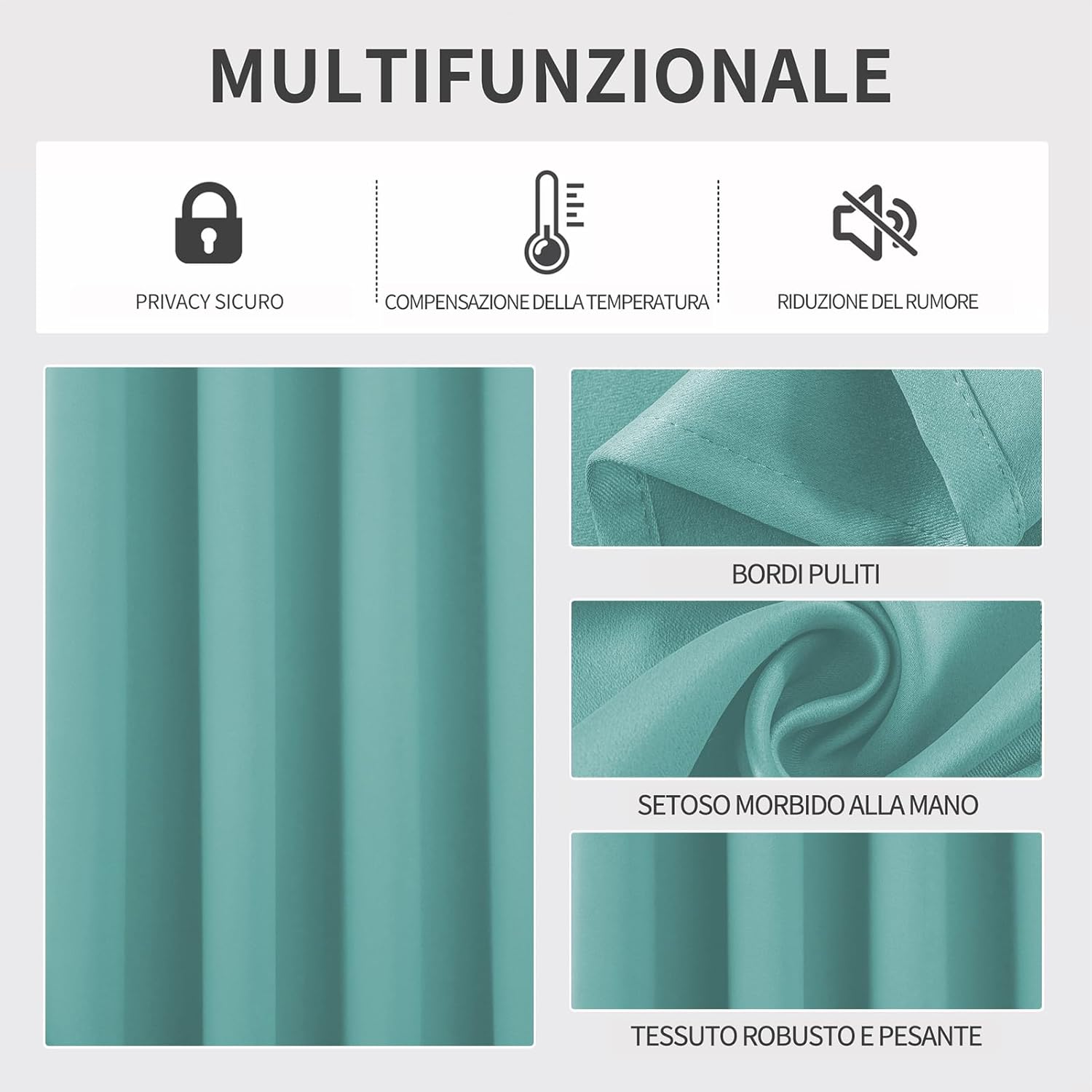 Detalle de Joydeco Tende Oscuranti per Interni 2 Pezzi – Nero/Colori disponibili, 85–99% oscuramento, 8 anelli per astine standard