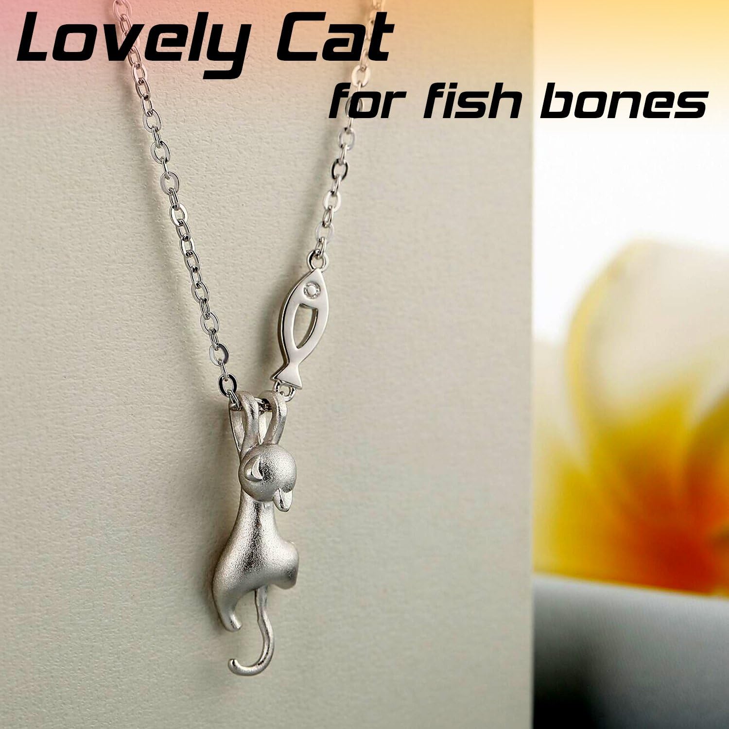Detalle de Miaofu Katzenkette mit Mond-Anhänger, 925 Sterling Silber, 45 cm + 5 cm Verlängerungskette