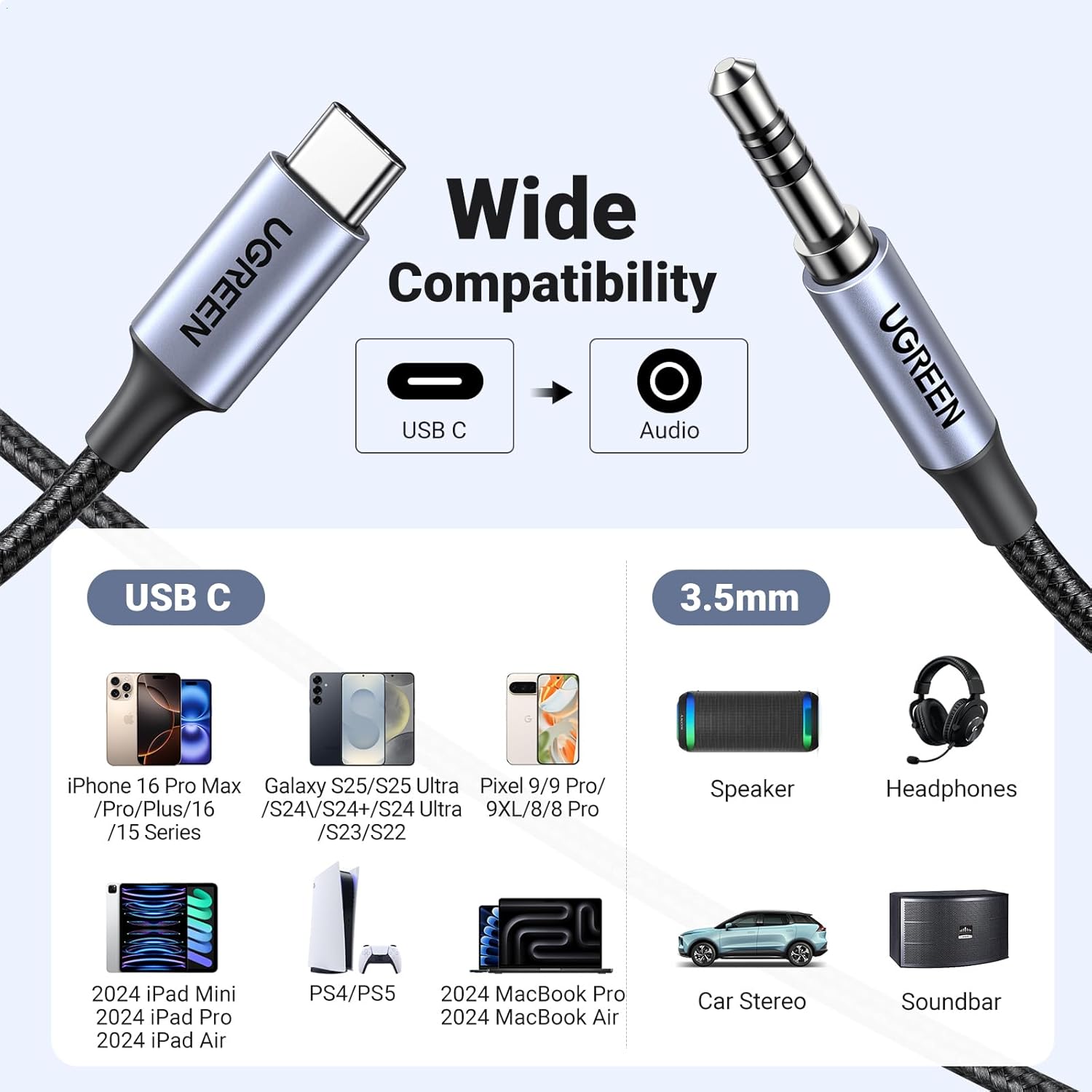 Thumbnail 5 de UGREEN USB C to Aux Cable 1m DAC audio adapter