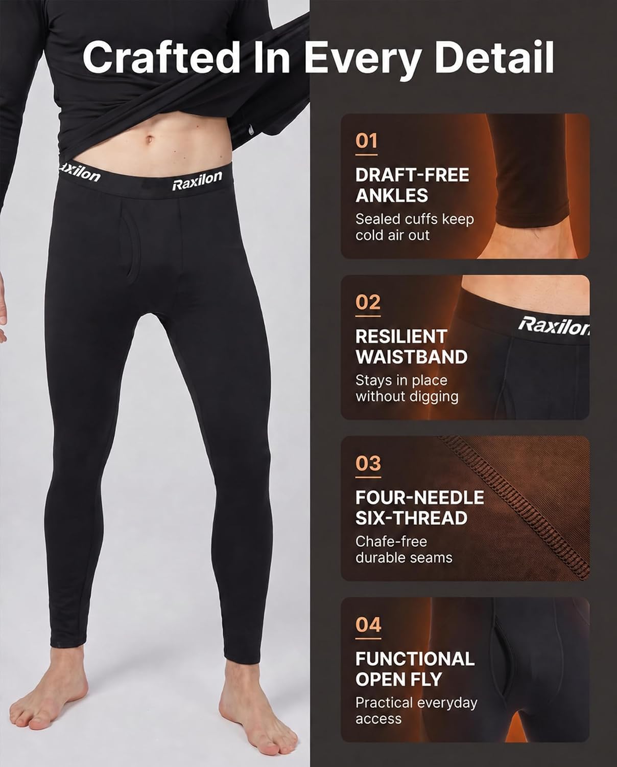 Thumbnail 2 de Raxilon Men's Thermal Underwear Pants, Fleece-Lined 4-Way Stretch