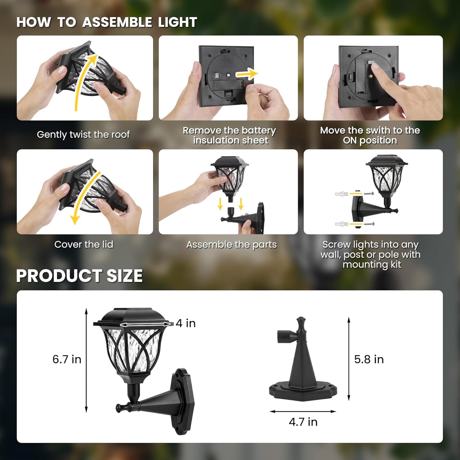 Thumbnail 4 de Solpex solar outdoor wall lights (4-pack) with warm white glow and waterproof design