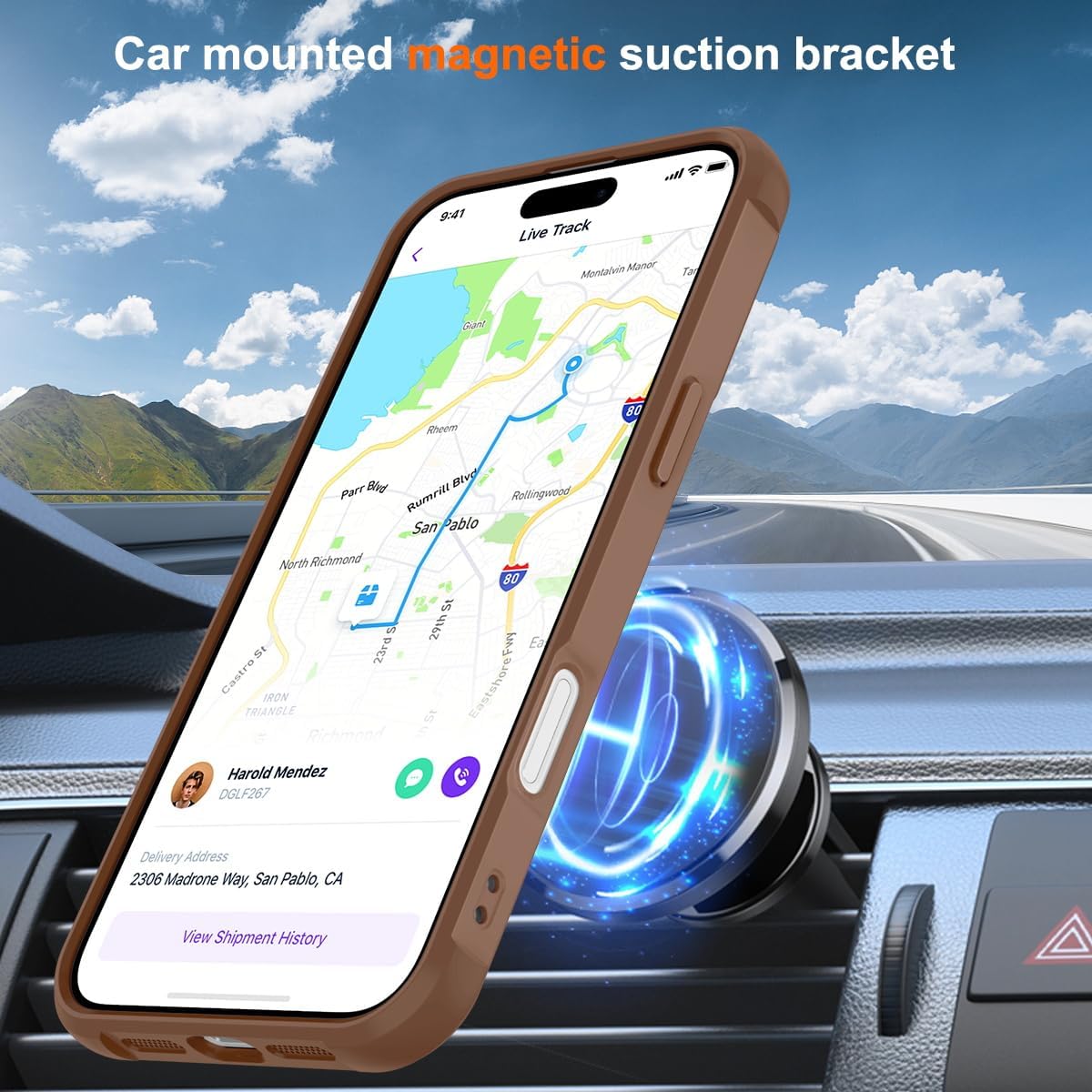 Thumbnail 3 de CHAOFEnG Magnetic Case for iPhone 16 Pro with Built-In Ring Stand (Desert Gold)